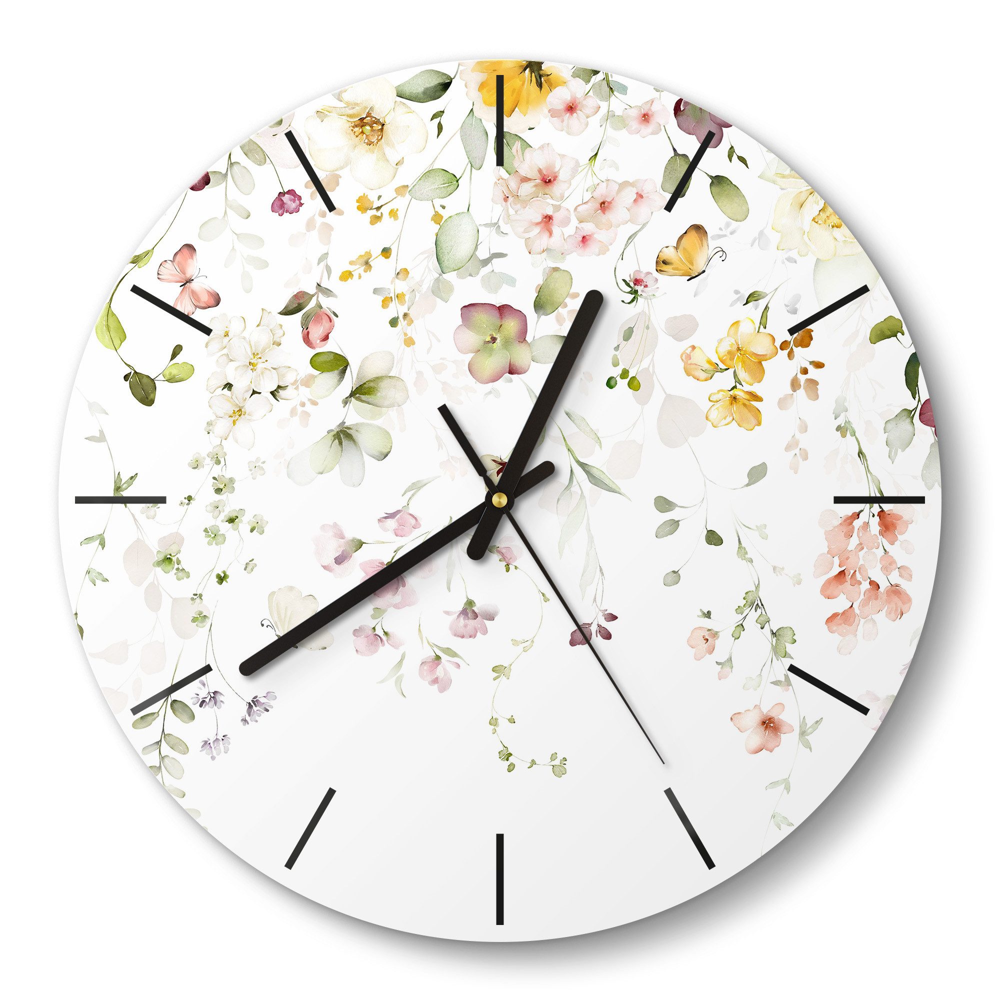 DEQORI Wanduhr 'Zarte Blütenpracht' (Glas Glasuhr günstig online kaufen
