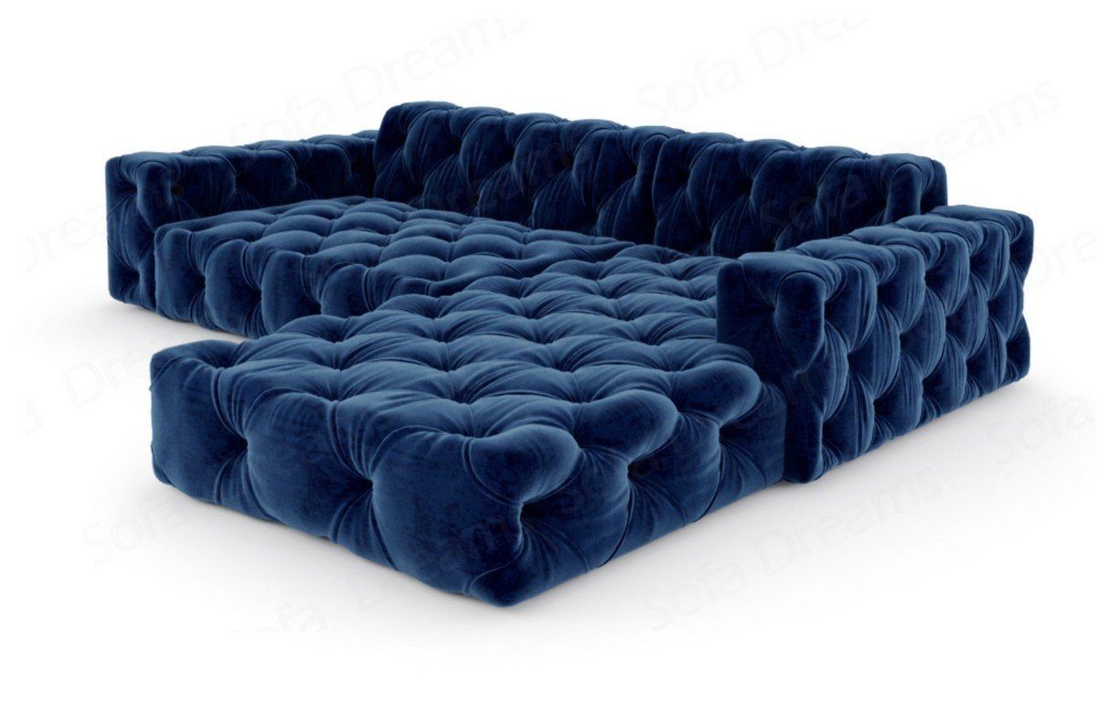 Stoffsofa, Design Dreams Sofa Menorca kurz L dunkelblau77 Polster Samtstoff Form Sofa Loungesofa Ecksofa