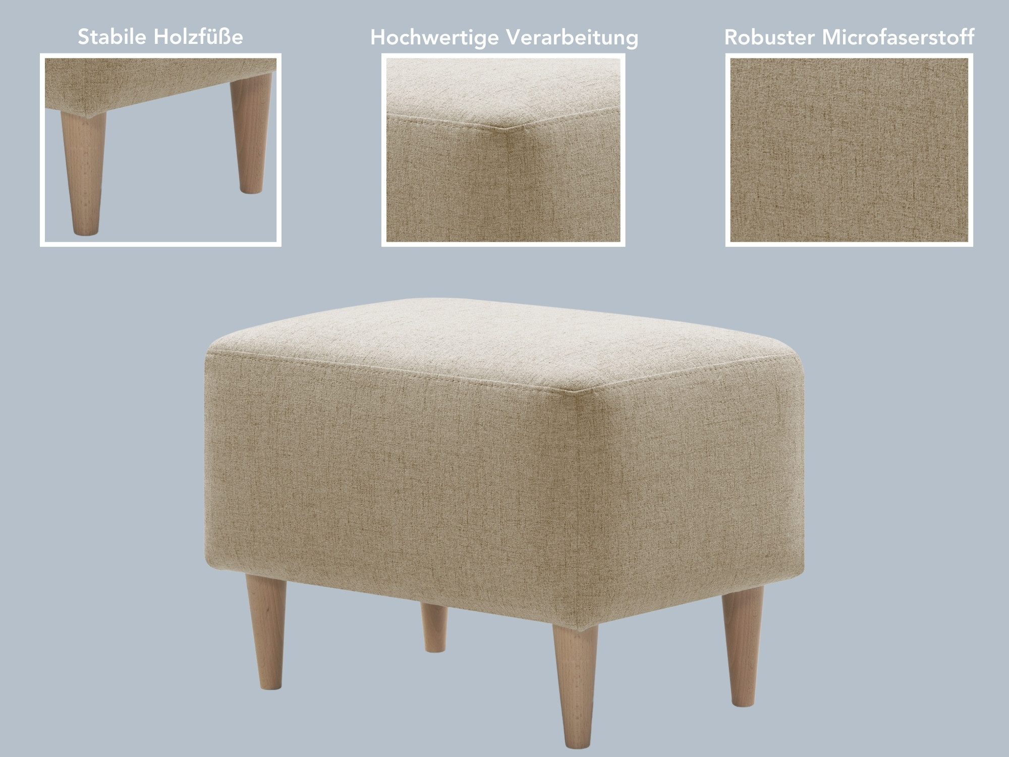XDREAM Polsterhocker bequemer und moderner Fusshocker, gepolstert (1 St), verschiedene Bezugsqualitäten, in vielen modernen Farben erhältlich – Bild 3 von 5