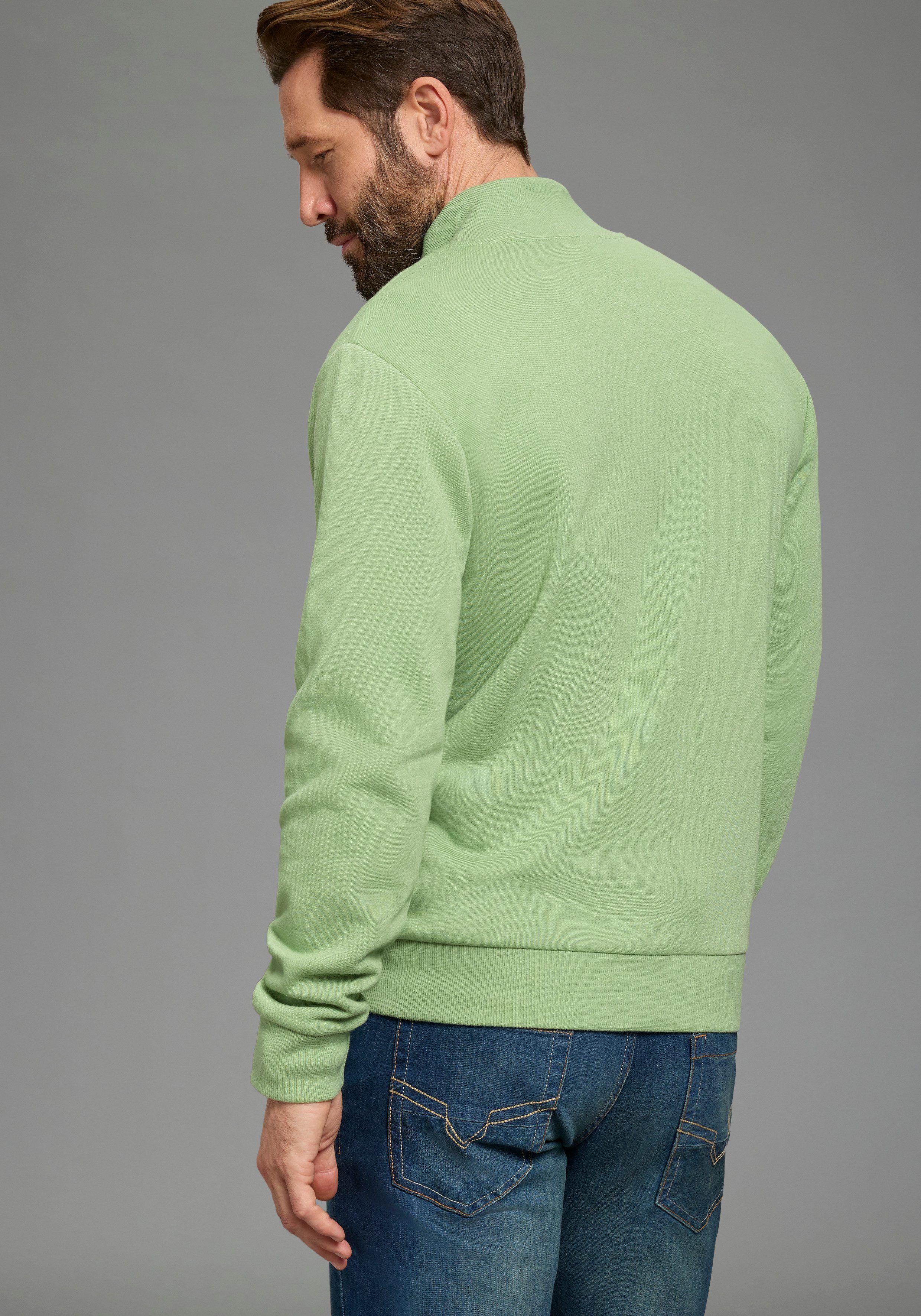 Man's World Sweatjacke Stehkragen und dezentem Logodruck günstig online kaufen