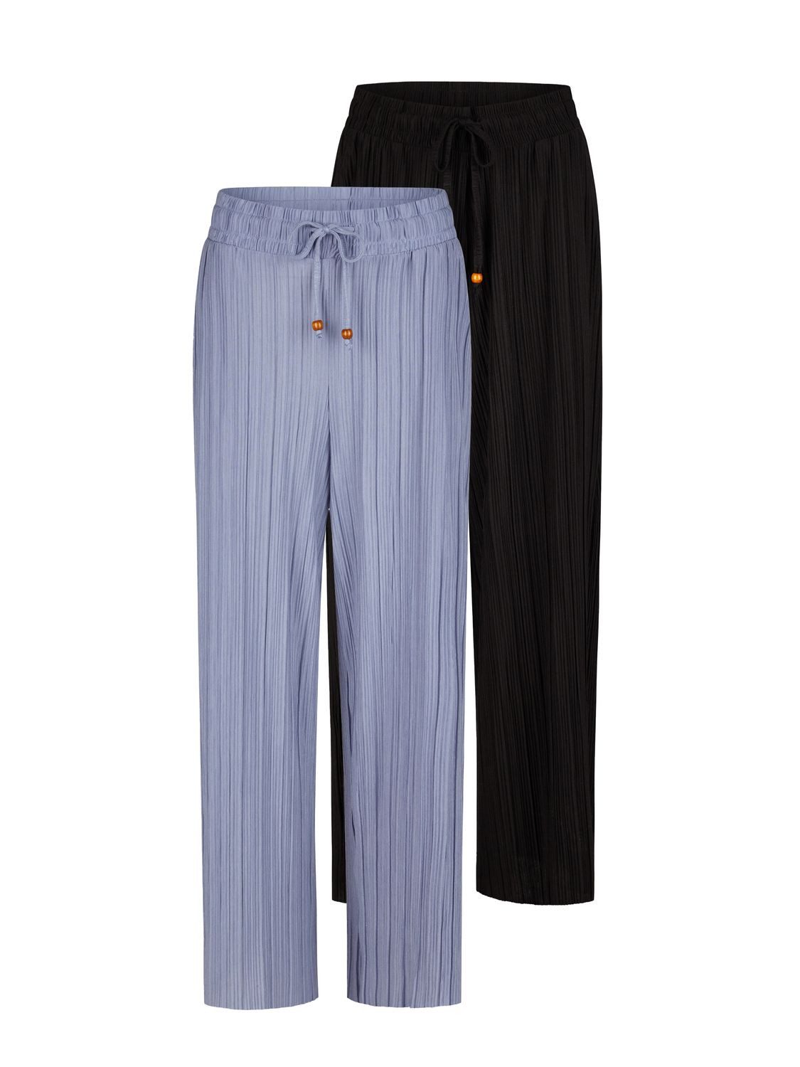 DENIMFY Chinohose Damen Palazzo Hose DFBrenda 2er Loose Fit (Vorteilspack) 7/8 Culotte mit Taschen