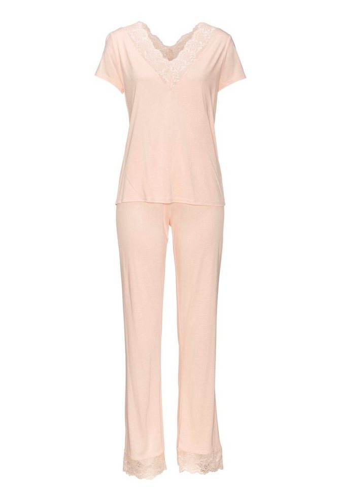LASCANA Pyjama (2 tlg., 1 Stück) mit Spitzendetails