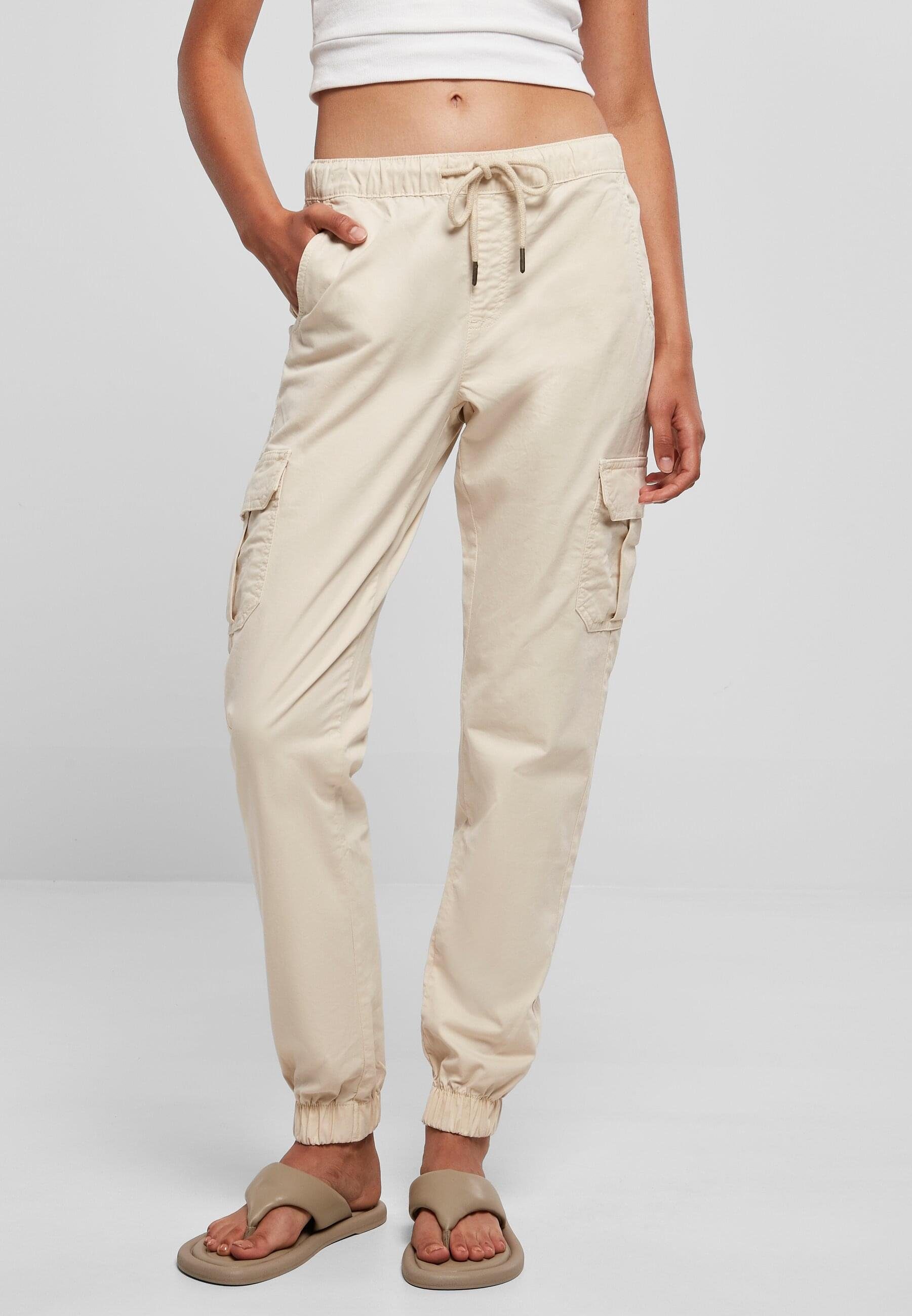 Waist High Damen Pants whitesand Cargo (1-tlg) Cargohose Jogging Ladies URBAN CLASSICS