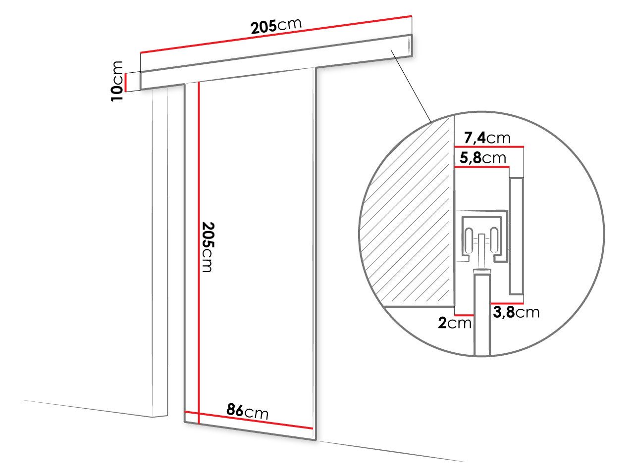 MIRJAN24 Schiebetür Marti 80 I (Universell - Links / Rechts), Einfache Montage, Solide Aluminiumgriffe, Selbstschließsystem