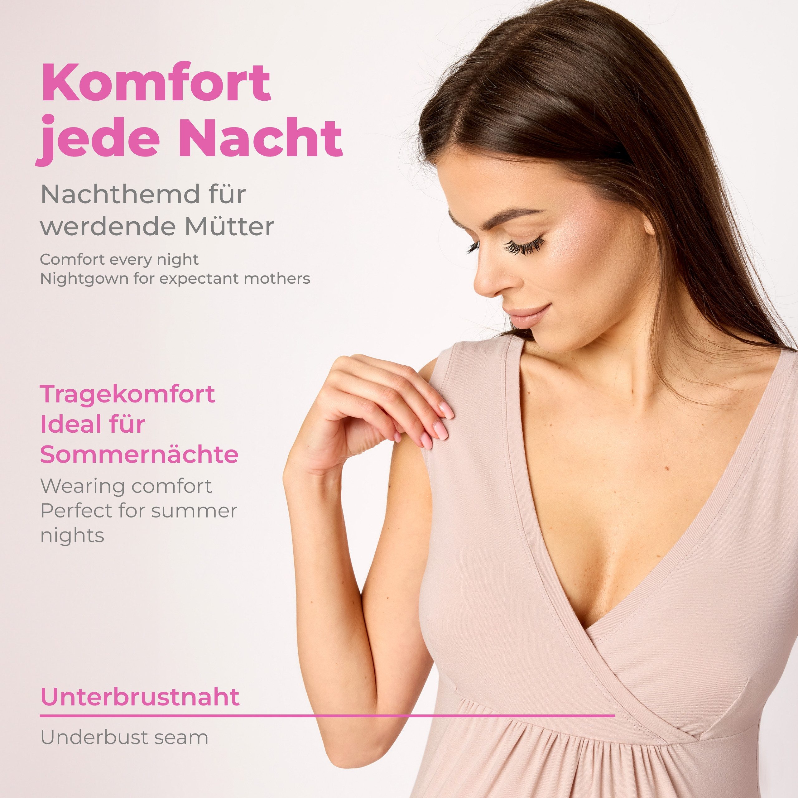 Merry Style Umstandsnachthemd Nachthemd Damen Schwangerschaft Stillnachthemd Nachtwäsche MS10-467 (1-tlg) – Bild 3 von 5
