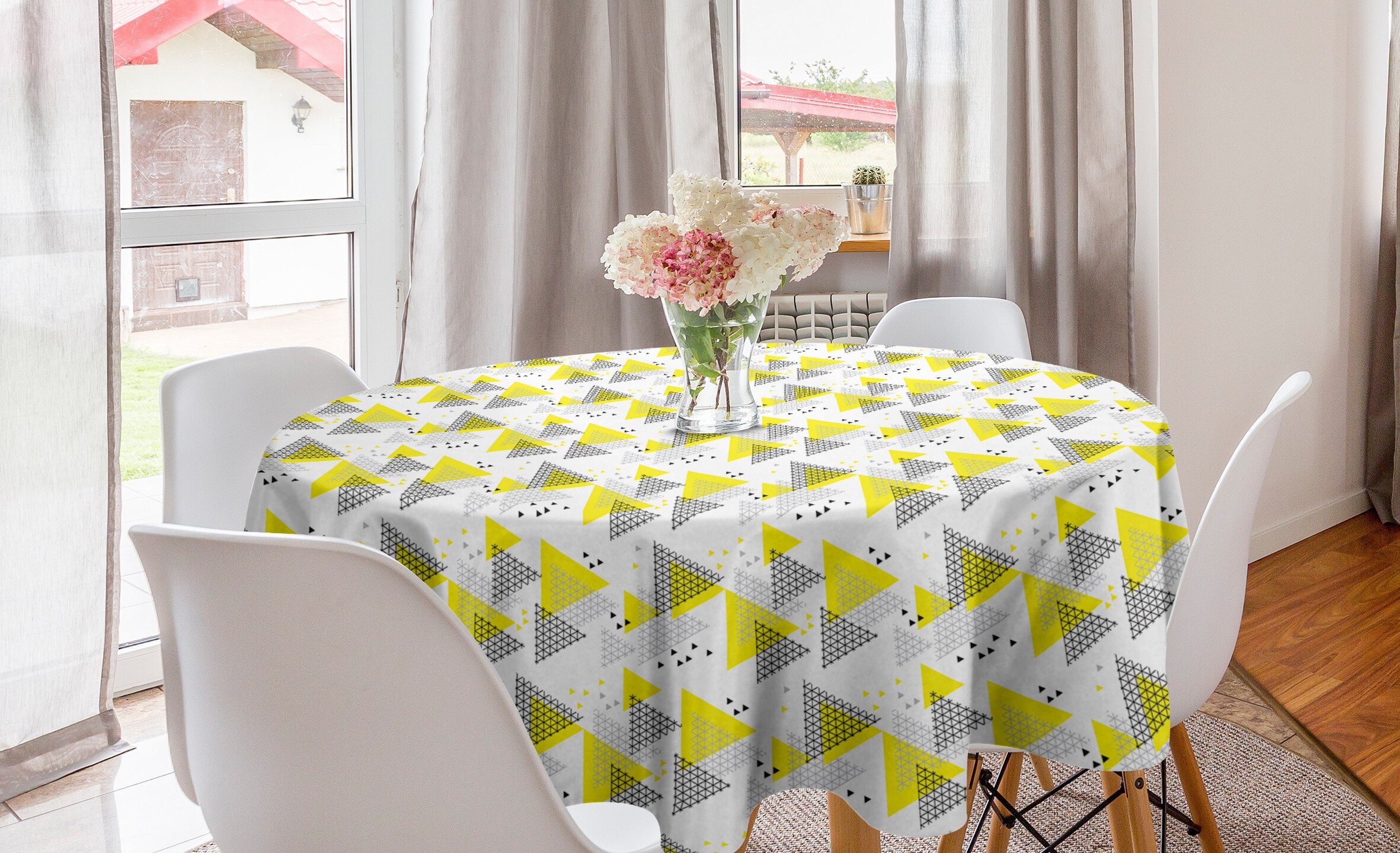 Kreis Pfeil Dreiecksform Tischdecke Dekoration, Moderne grau Abdeckung für Tischdecke Abakuhaus Esszimmer Küche