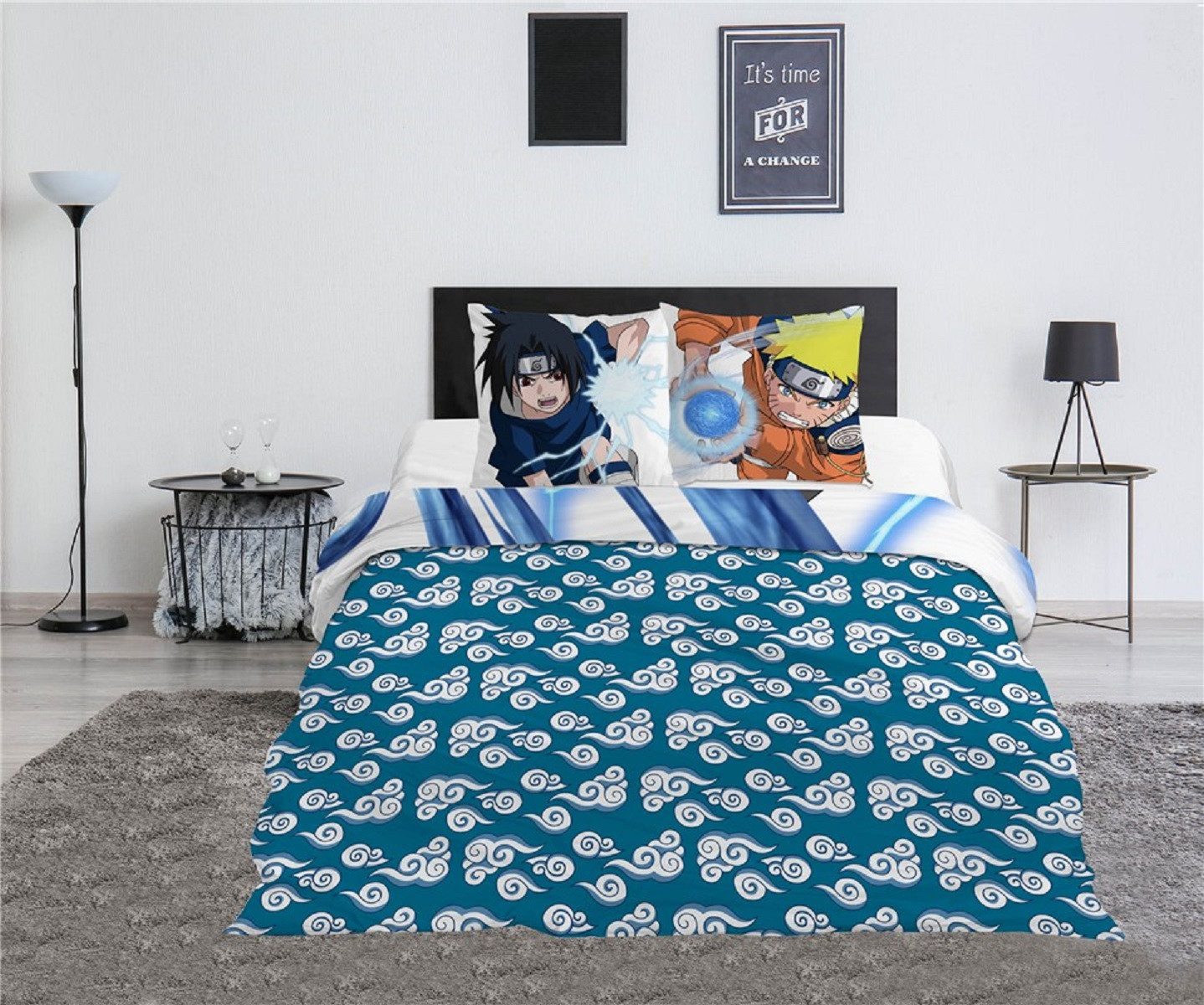 Naruto Bettwäsche 3-teiliges Set – Decken- und Kissenbezug 240x220 + 65x65 cm, 3 teilig
