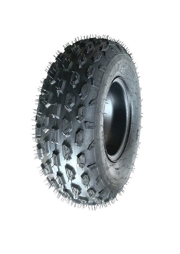 FunSport-Factory Kinderfahrzeug-Räder Komplettrad Quadreifen 19x7-8 Reifen 4-Loch Felge Schwarz links, Noppen-Profil, hoher Grip, für Quads, robust & langlebig