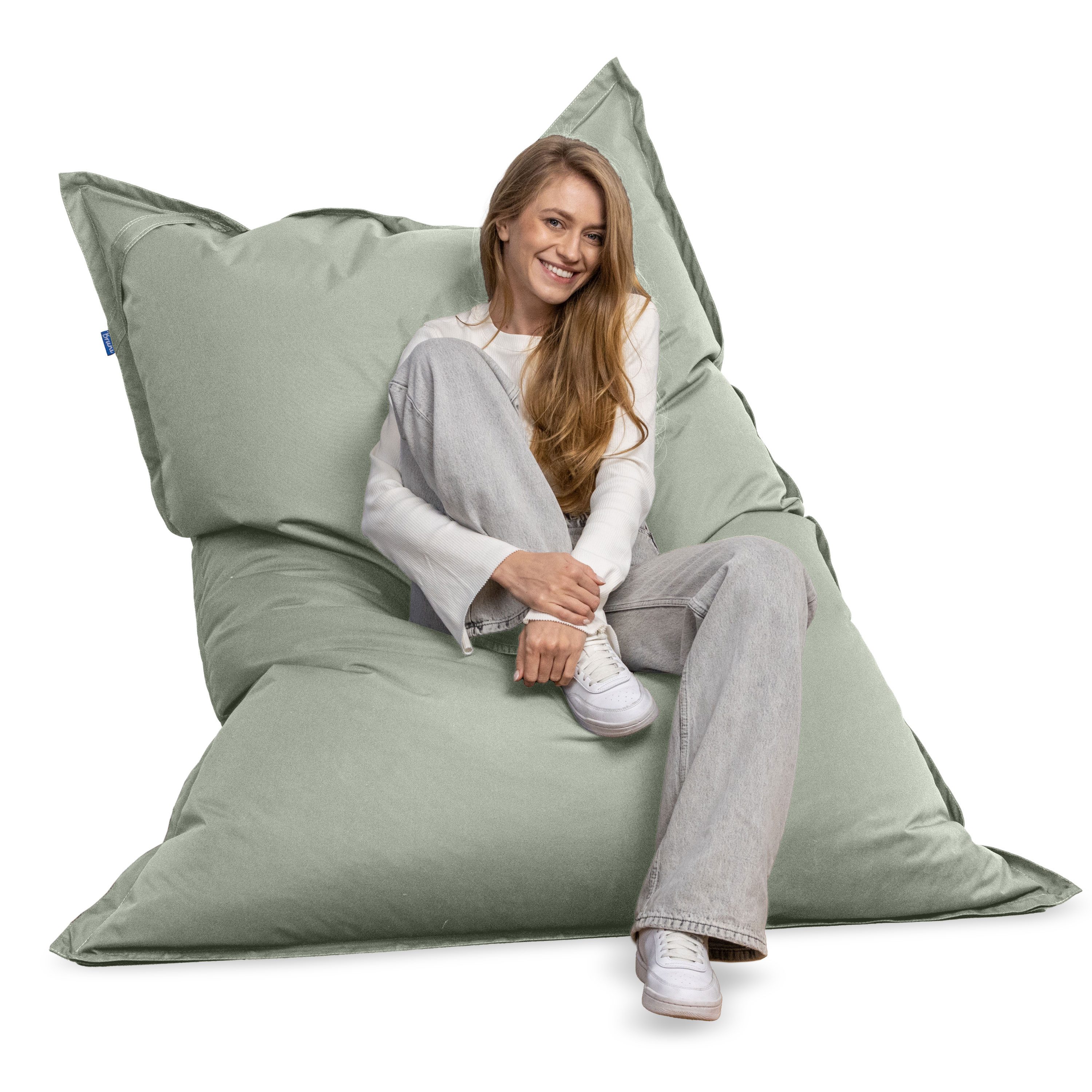 Bruni Sitzsack Caree 140x180 cm - rechteckiger XXL-Bean Bag, in Deutschland gefertigt, Riesiger Indoor- und Outdoor-Sitzsack aus Bayern, gemütlich & robust