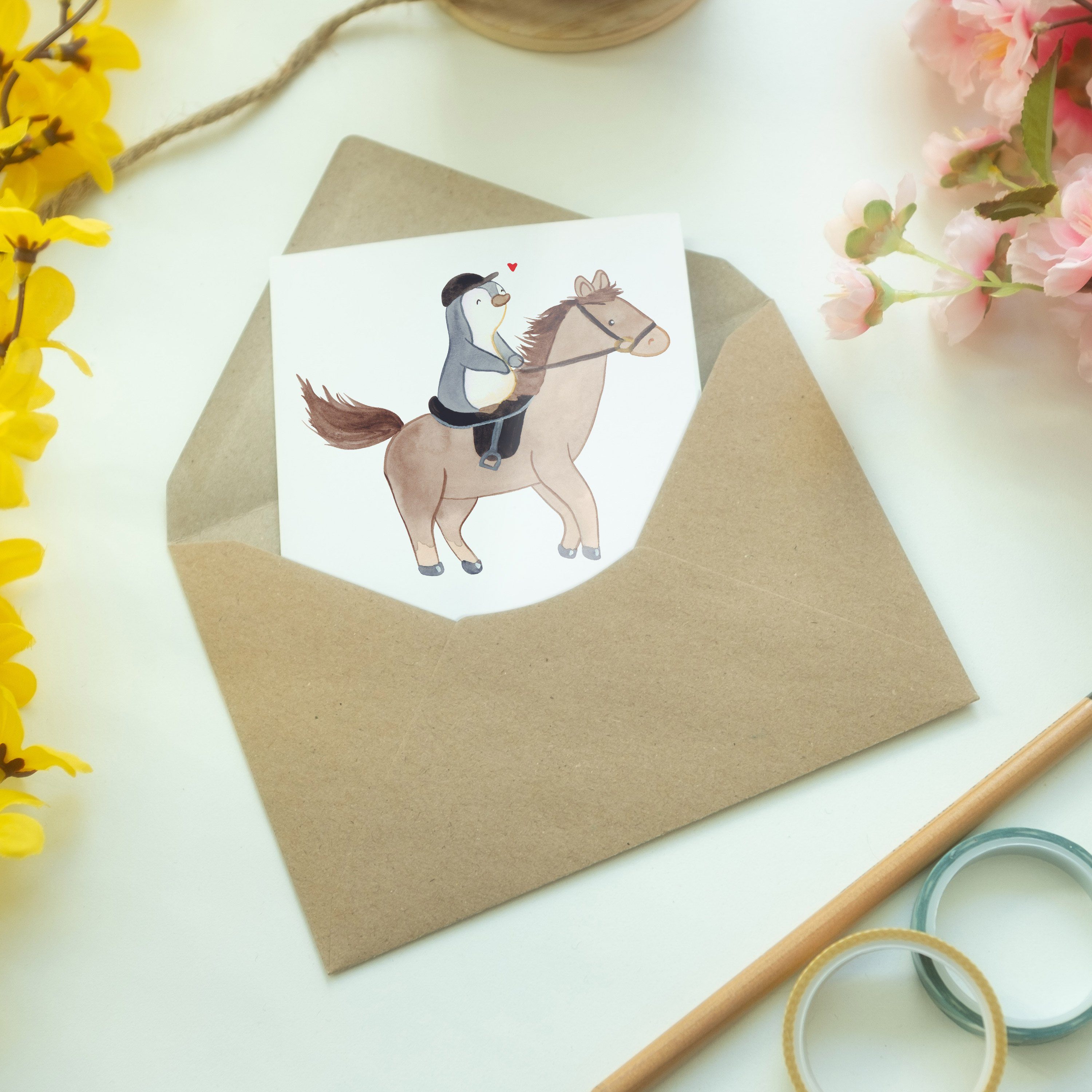 Mr. & Mrs. Medizin Pferd - - Reiten Weiß Grußkarte Hochzeitskarte, Geschenk, Therapeutisch Panda