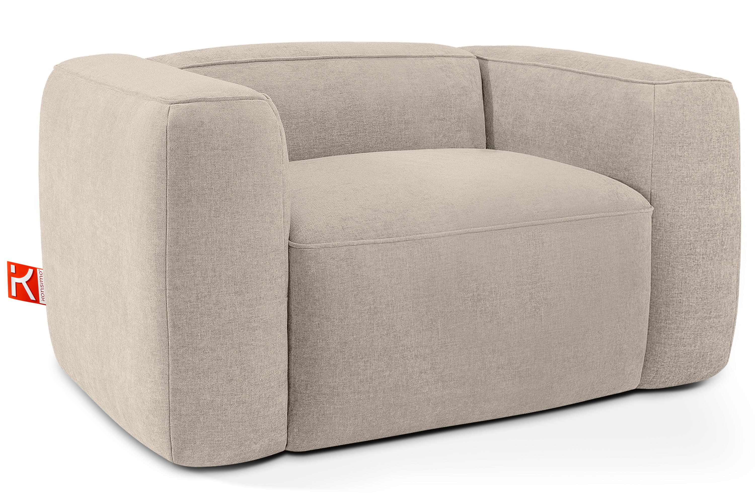 KONSIMO® Sessel FUBBO Einzelsessel, Polstersessel, hergestellt in der EU, extrem bequem, Modernes Design, mit Wellfedern in der Sitzfläche