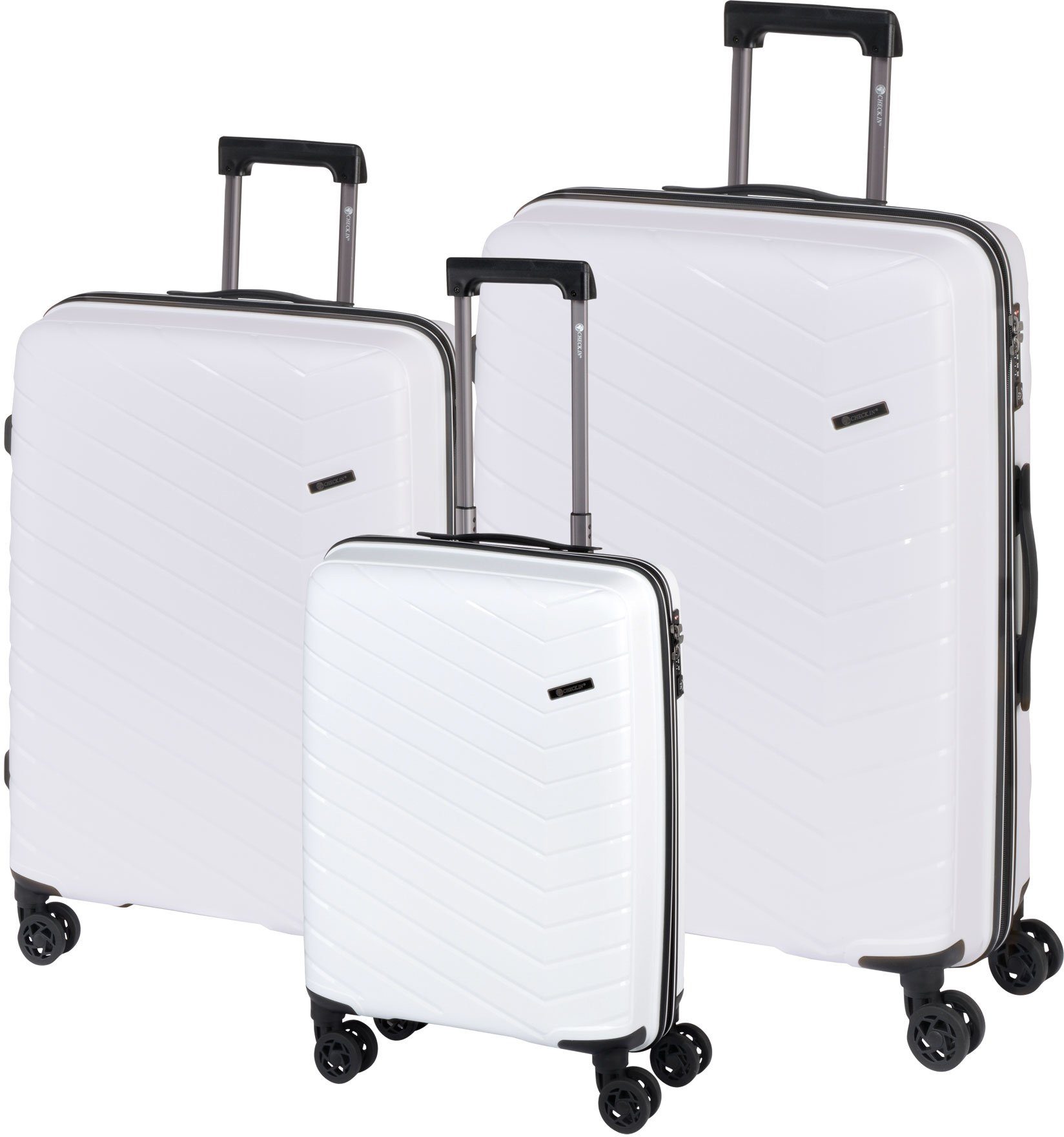 CHECK.IN® Trolleyset Orlando, 4 Rollen, (Set, 3 tlg) weiß