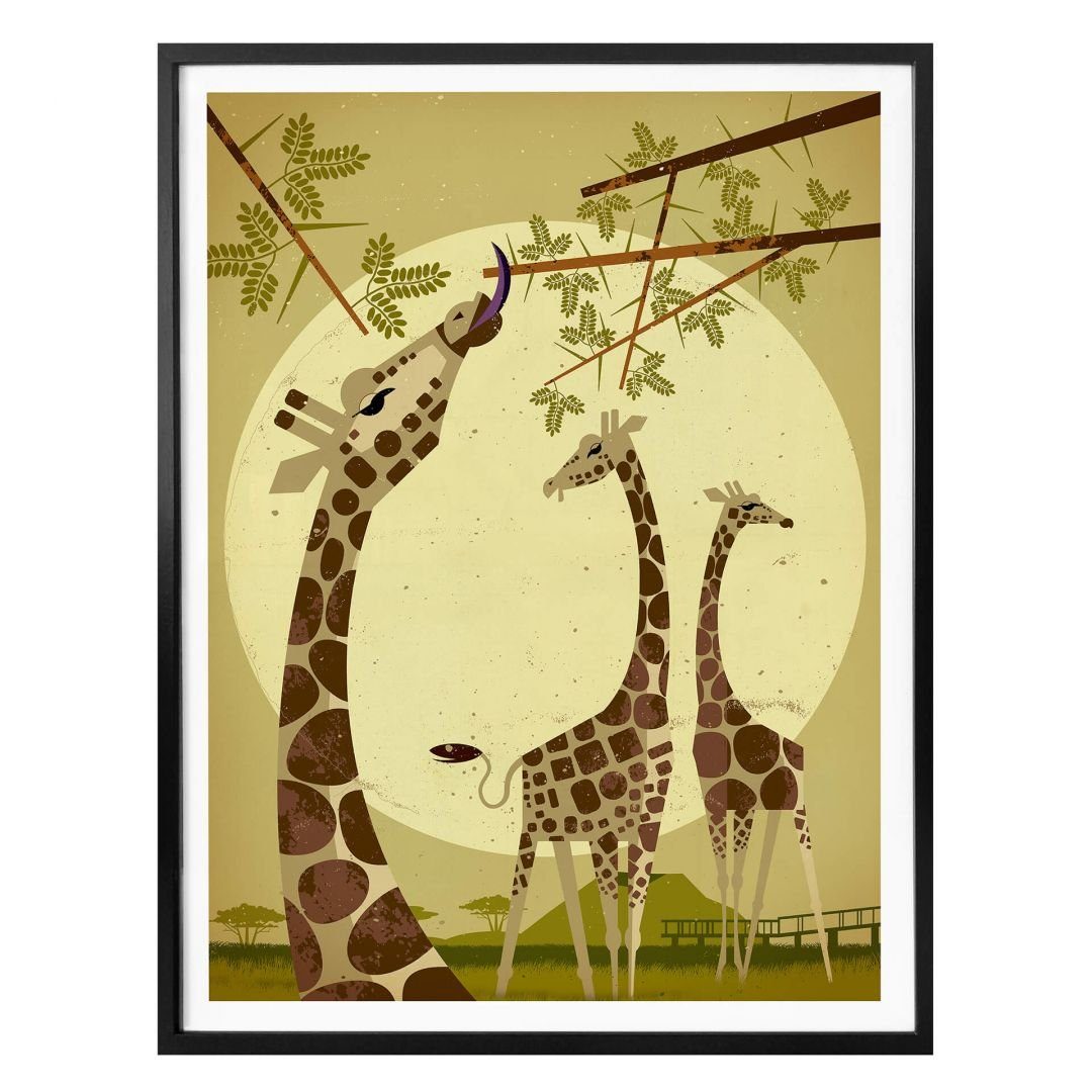 K&L Wall Art Poster Poster Braun Zoo Safari Afrika Deko Giraffe Waldtiere, Kinderzimmer Wandbild modern