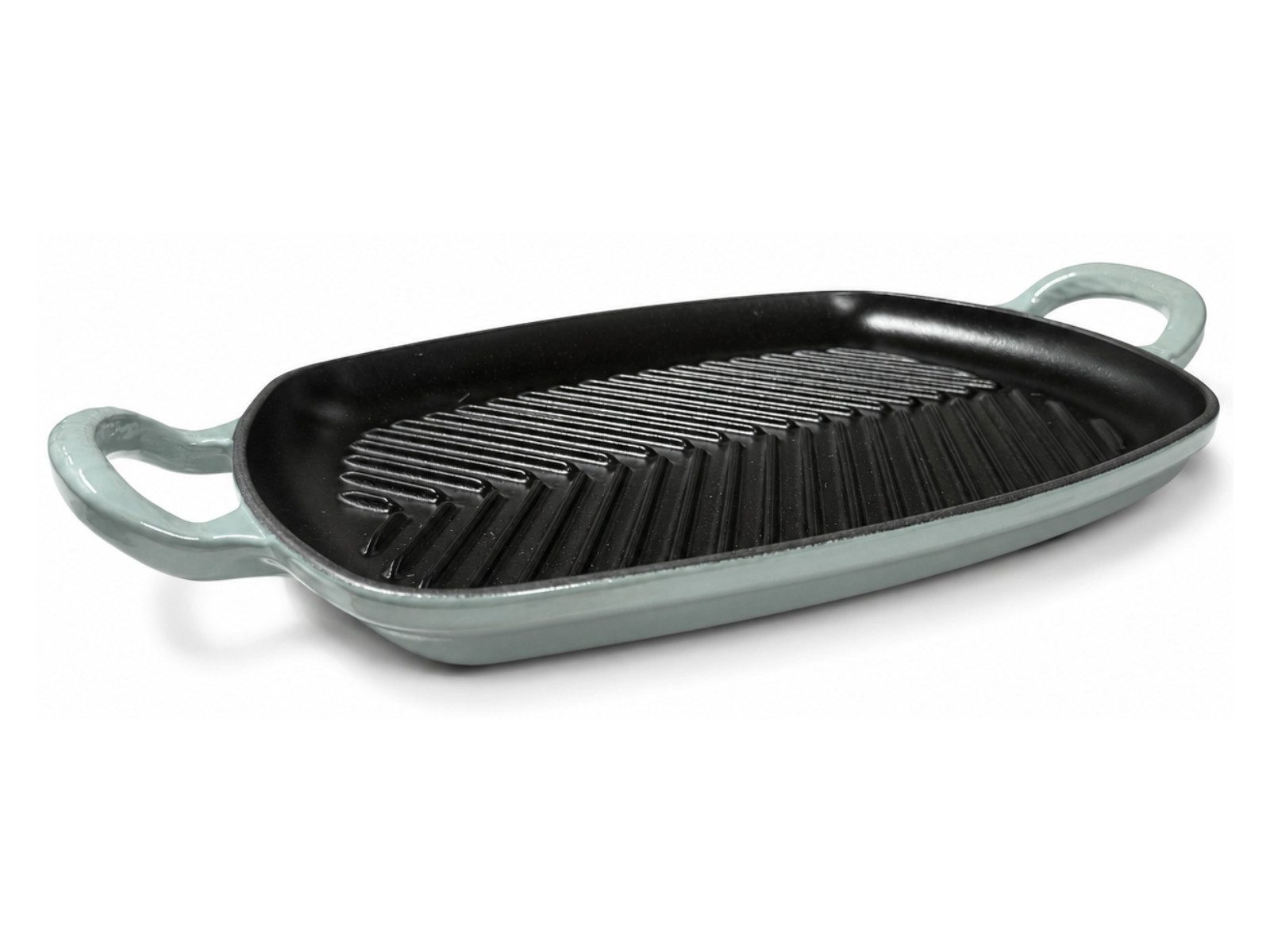 LE CREUSET Servierplatte Grillplatte Signature rechteckig sea salt 30cm, Emailliertes Gusseisen, (Grillplatten)
