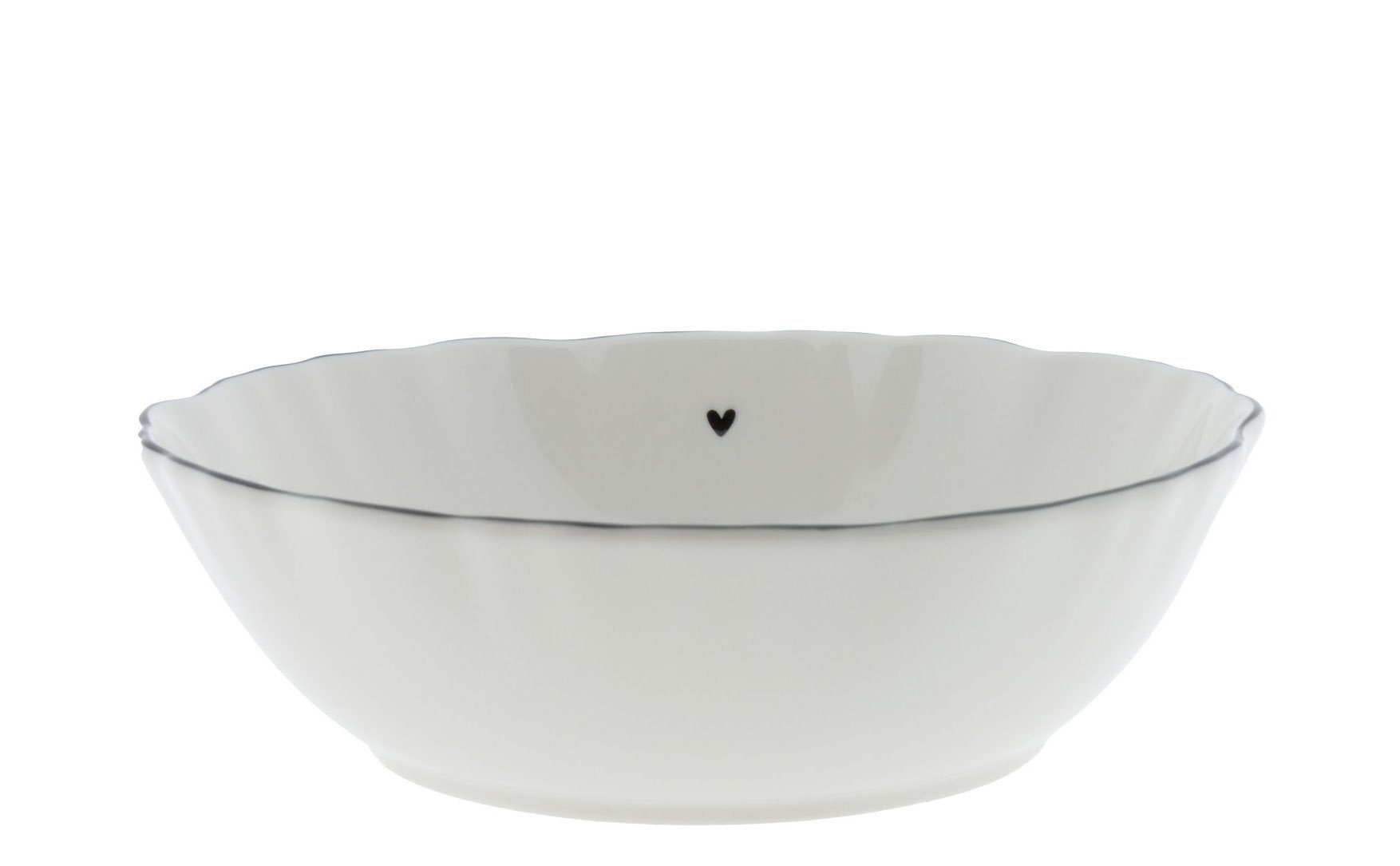Bastion Heart Keramik (1-tlg), Keramik, handbemalt D17cm, schwarz Keramik weiß Snackschale Collections Sushi Ruffle Bowl
