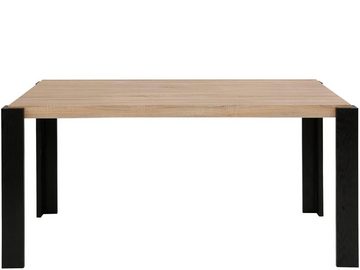 loft24 Esstisch Charlotte, Tischplatte in Holzoptik, Gestell schwarz, Länge 160 cm
