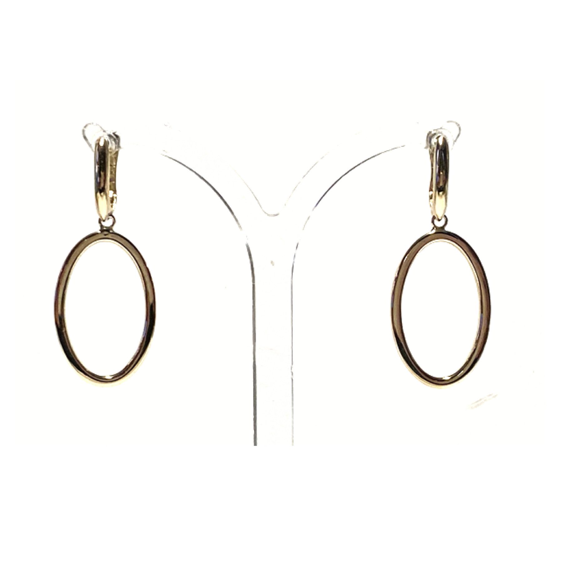 Edelschmiede925 Paar Creolen Ohrring 585/- Gelbgold GG oval Pendelstecker Ohrhänger