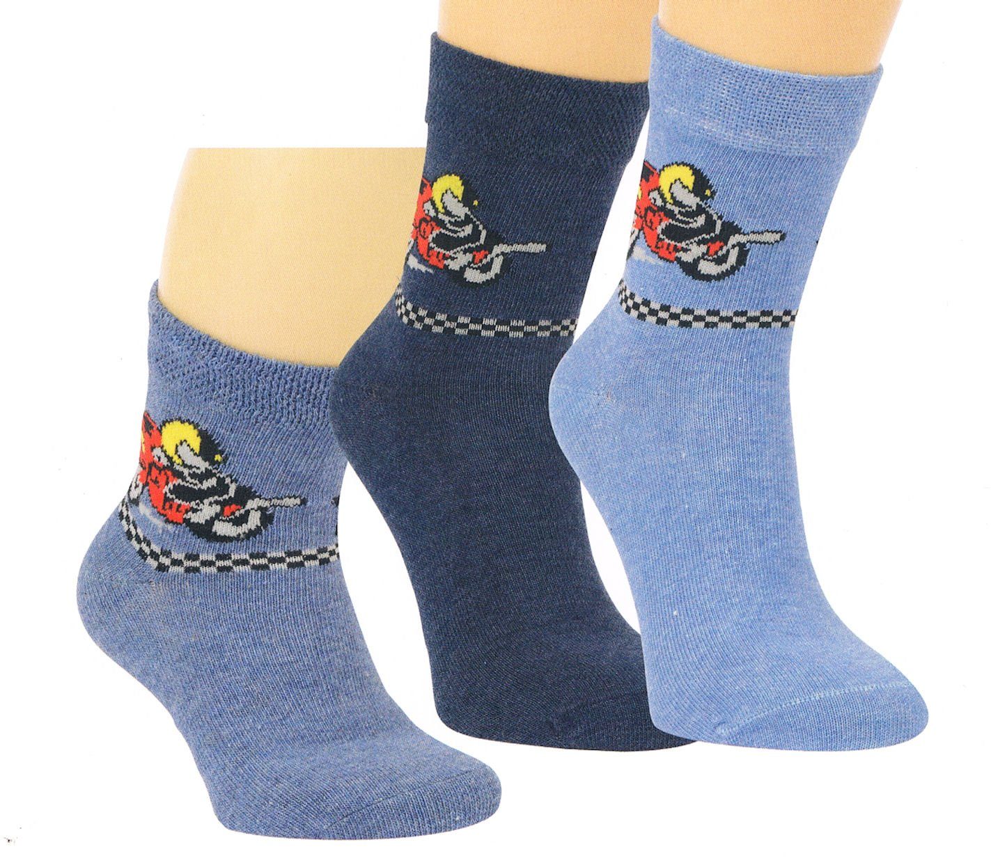 Riese Socken Riese Jungen Strümpfe Socken 3er Pack Motorrad jeansblau (3-Paar)
