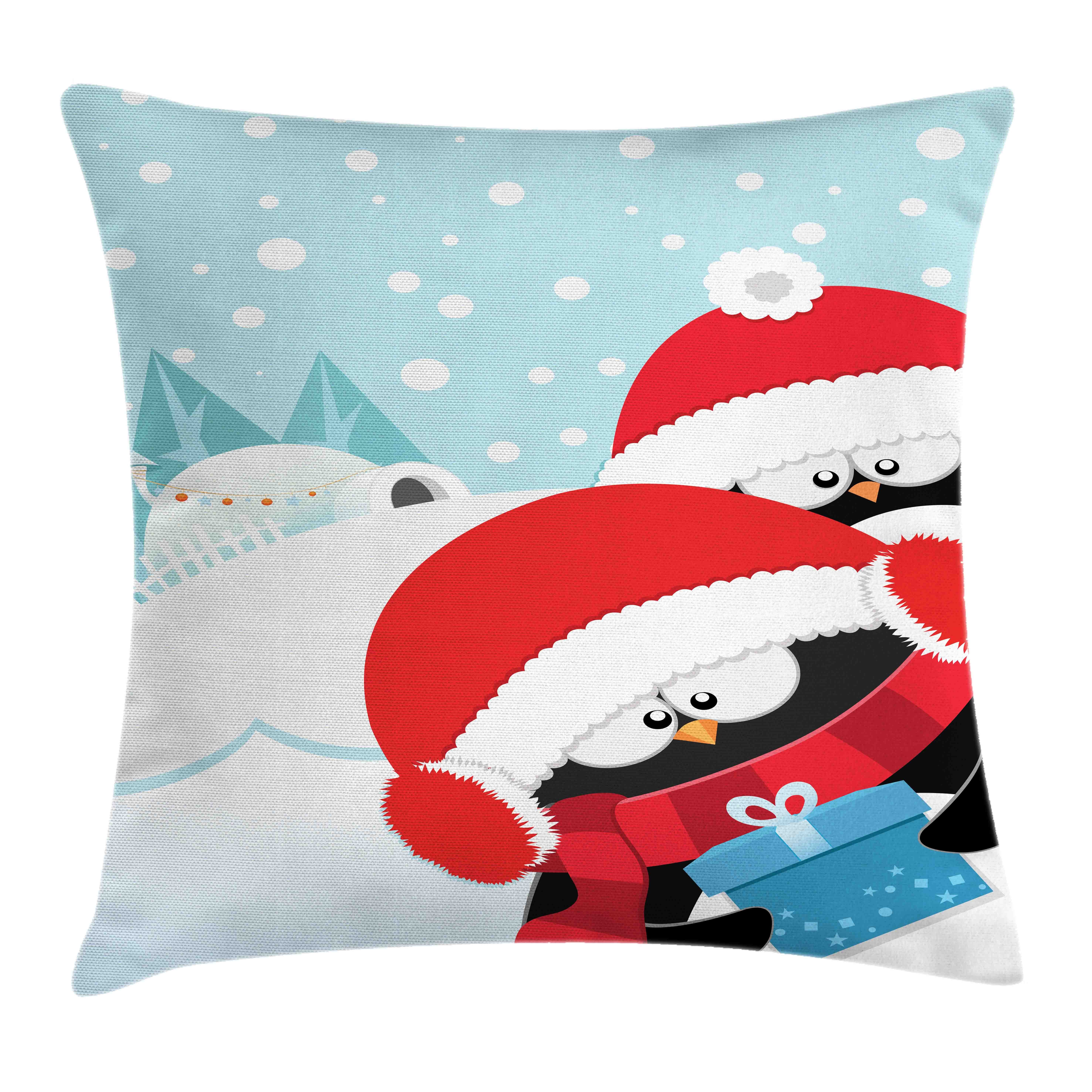 (1 Abakuhaus Farbfesten mit Klaren Druck, Farben Pinguin-Iglu Weihnachten Wunderliche Stück), Kissenhülle Waschbar Reißverschluss Kissenbezüge Beidseitiger mit