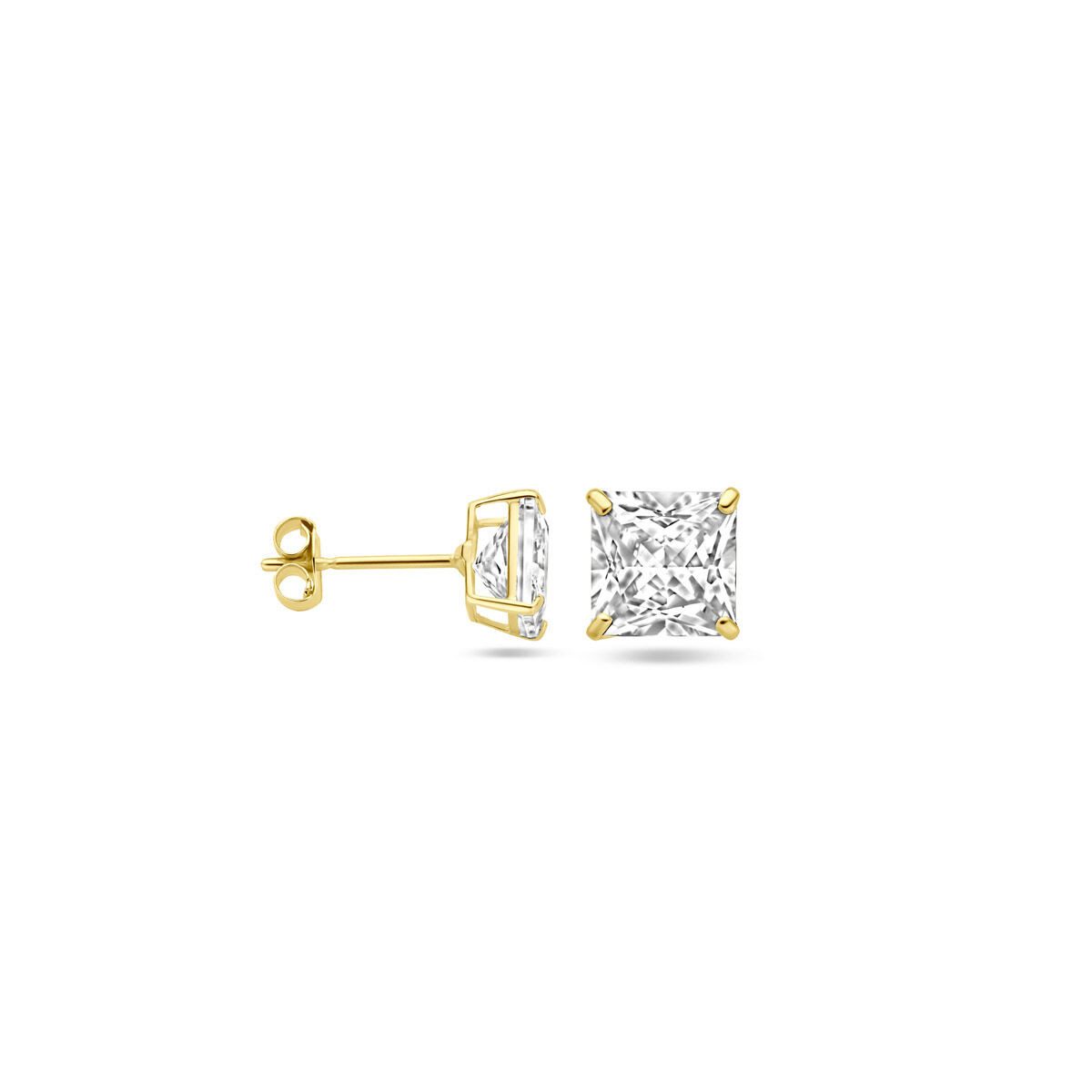 NICEANDnoble Paar Ohrstecker 585er Gelbgold Ohrstecker quadratisch Zirkonia, 585er Goldschmuck