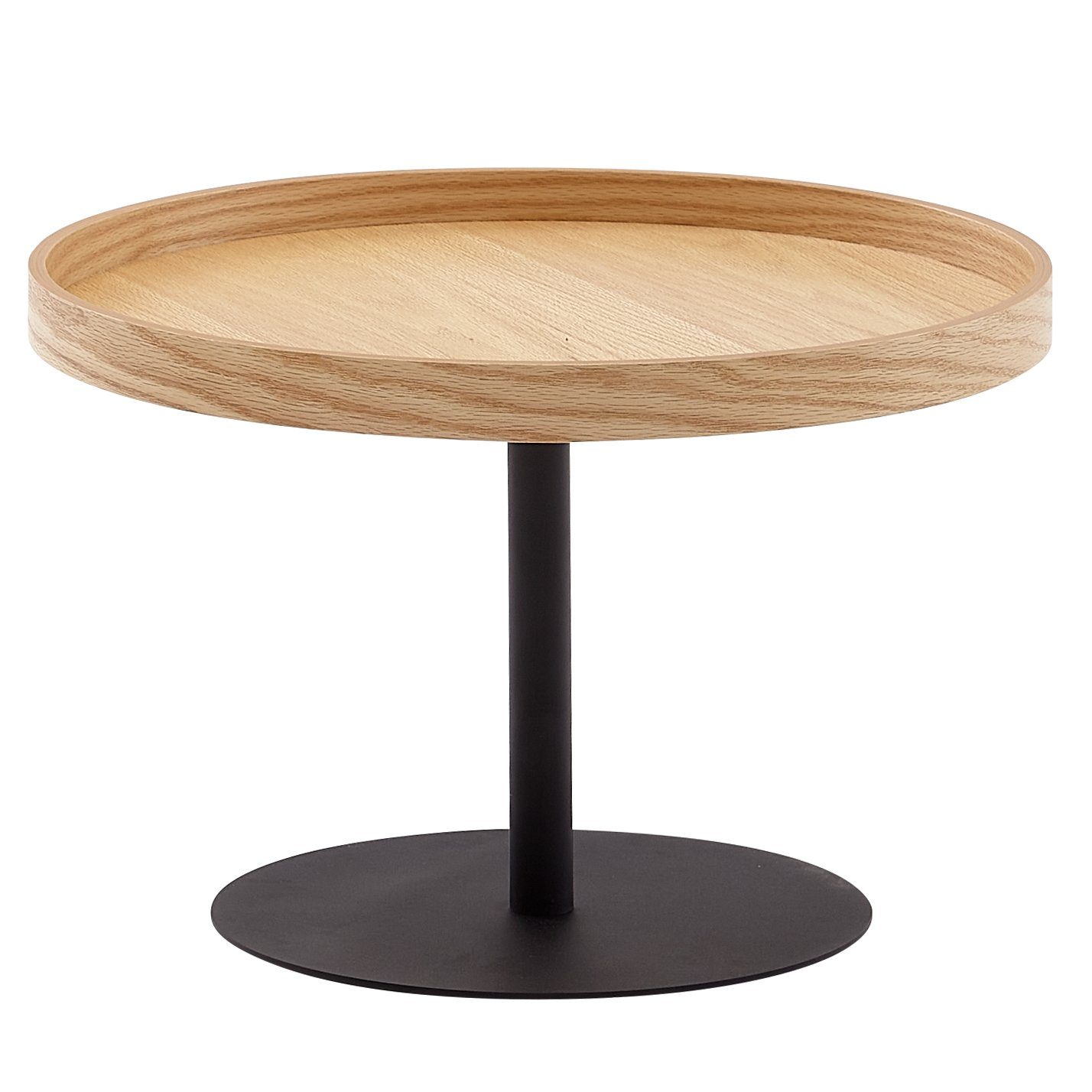 FINEBUY Eiche), Design FB74011 cm Tisch Rund, / Modern (61x61x40 Couchtisch Holz Kaffeetisch Sofatisch Wohnzimmertisch Metall,