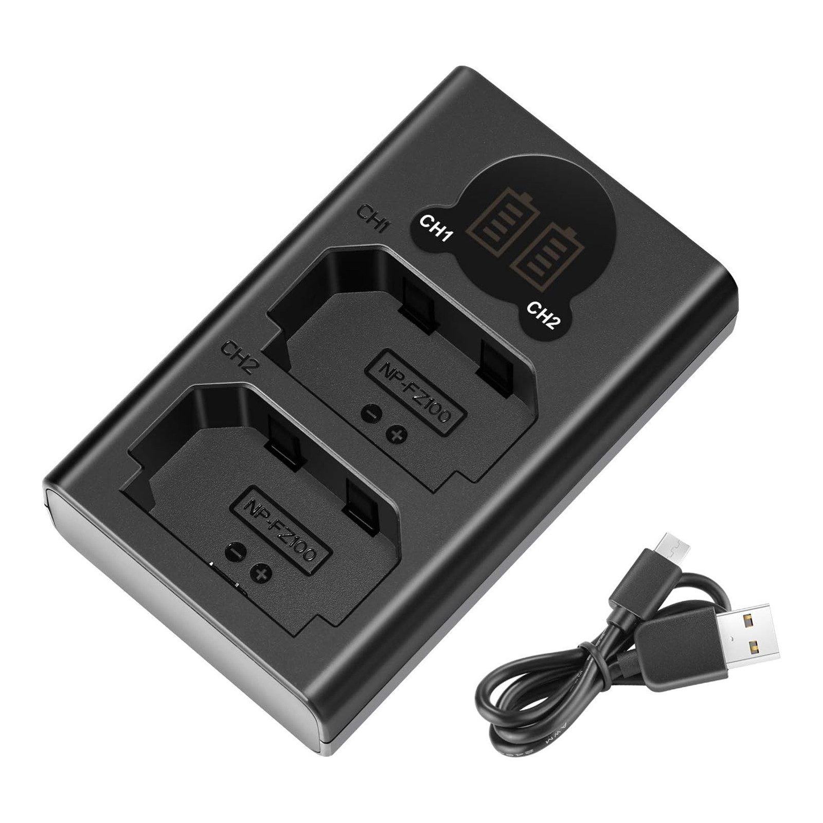 Neewer DL-FZ100 Dual USB Ladegerät für Sony NP-FZ100 Akku, mit LCD Display Batterie-Ladegerät (2100 mA, Packung, micro-USB/Type-C, für Sony ZV-E1 FX3 FX30 A1 A9 II A7R V Kameras)