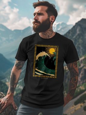 Neverless Print-Shirt Herren T-Shirt mit Print Aufdruck Surfing Welle Big Wave Hawaii mit Print