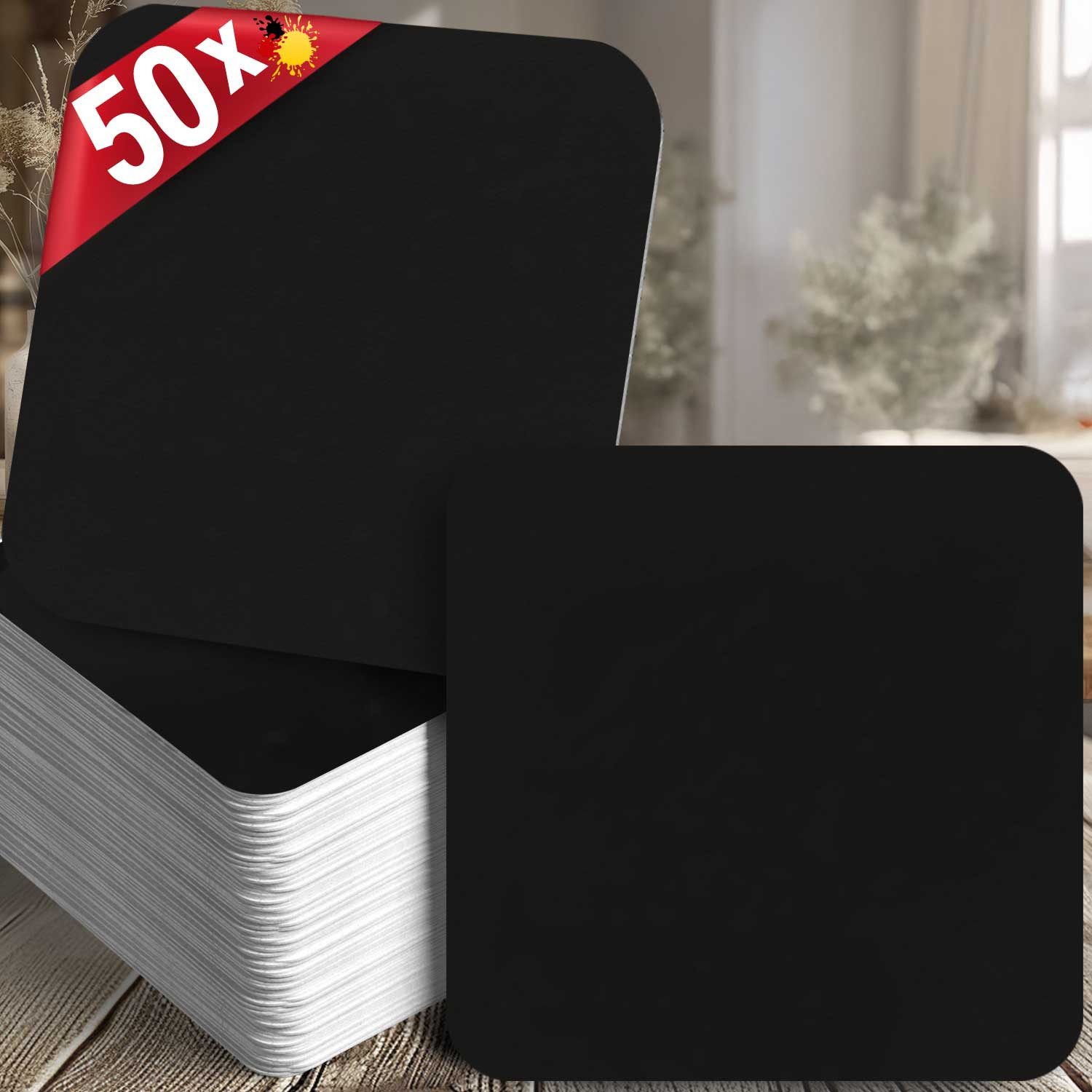 Funke & Brand Каботажное судно blanko schwarz eckig - 50x einfarbige schwarze Каботажное судно