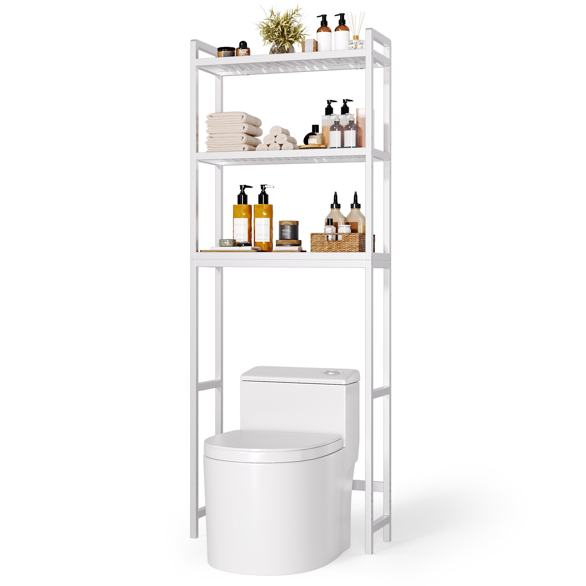 Badregal Toilettenregal/Waschmaschinenregal aus Bambusholz mit 3 Etagen