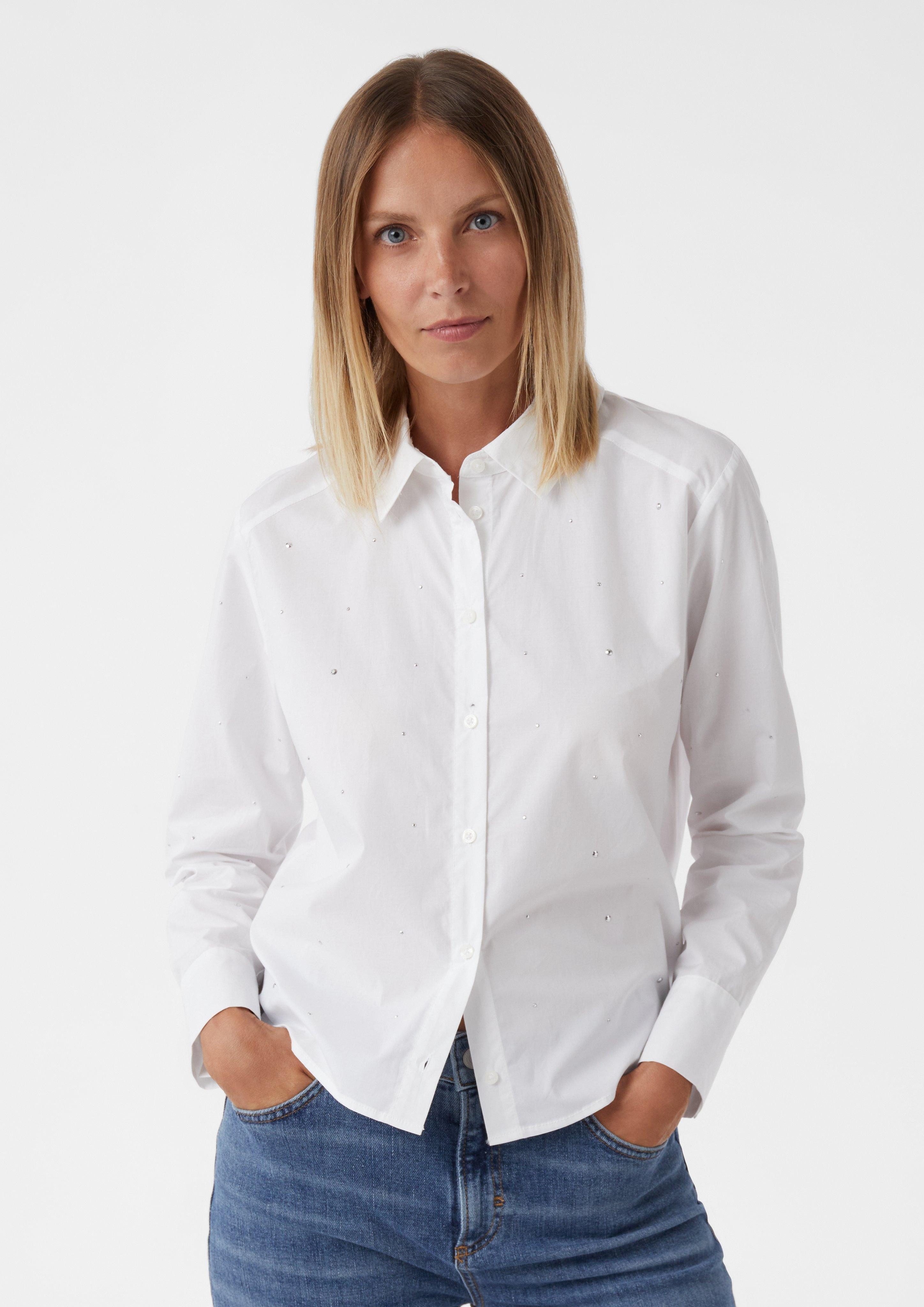 comma casual identity Langarmbluse Verkürzte Popeline-Bluse günstig online kaufen