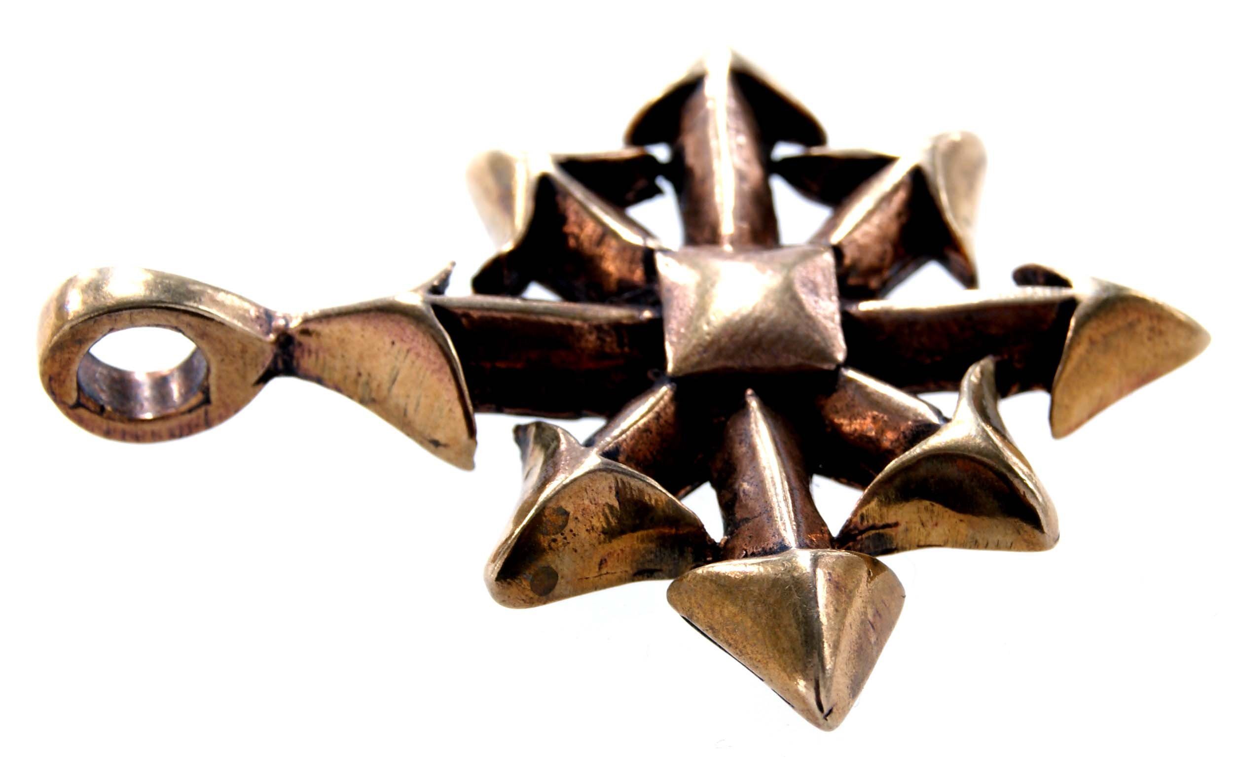 Leather Amulett Star großer of Chaosstern Fantasy Anhänger Bronze Chaos Magie Kettenanhänger Kiss LARP