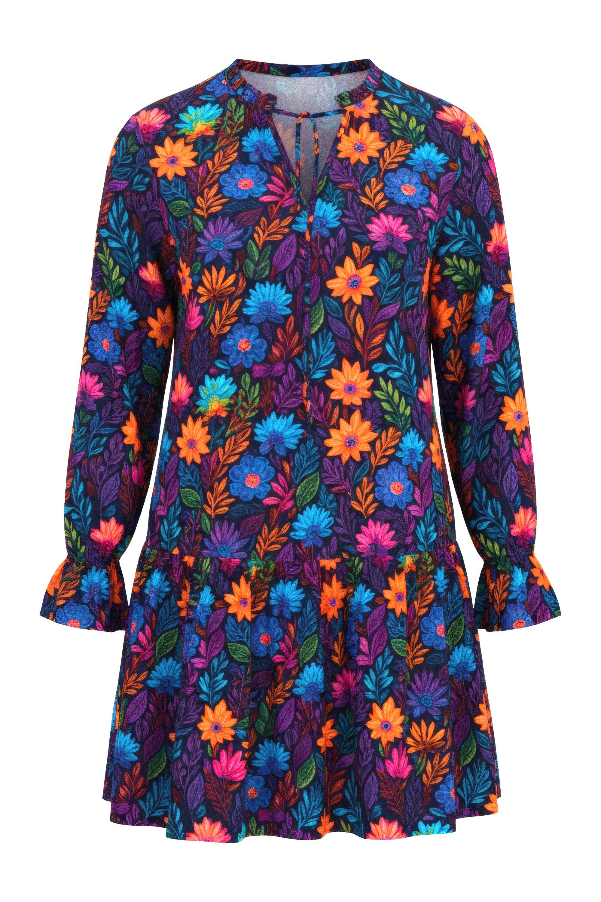 Angel of Style Longbluse Long-Bluse A-Linie Blütenmuster Volants