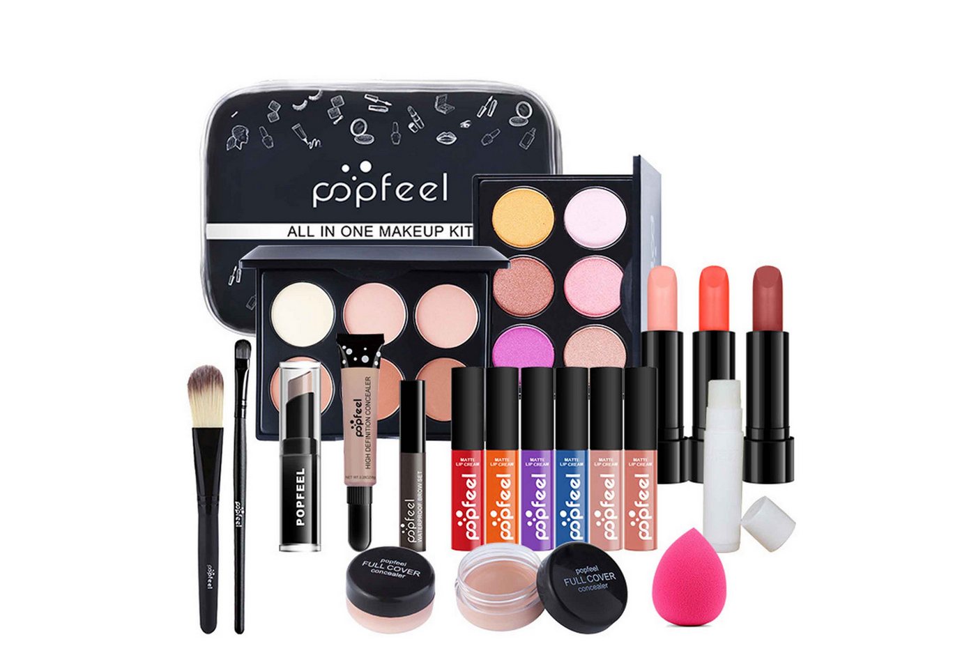 KINSI Make-up Set 20-teiliges Einsteiger-Schminkset, Make-up Geschenkset, hautfreundlich, 20-tlg., Leichtes Schminkset Komplettset, Must Have Set für Makeup-Trägerinnen