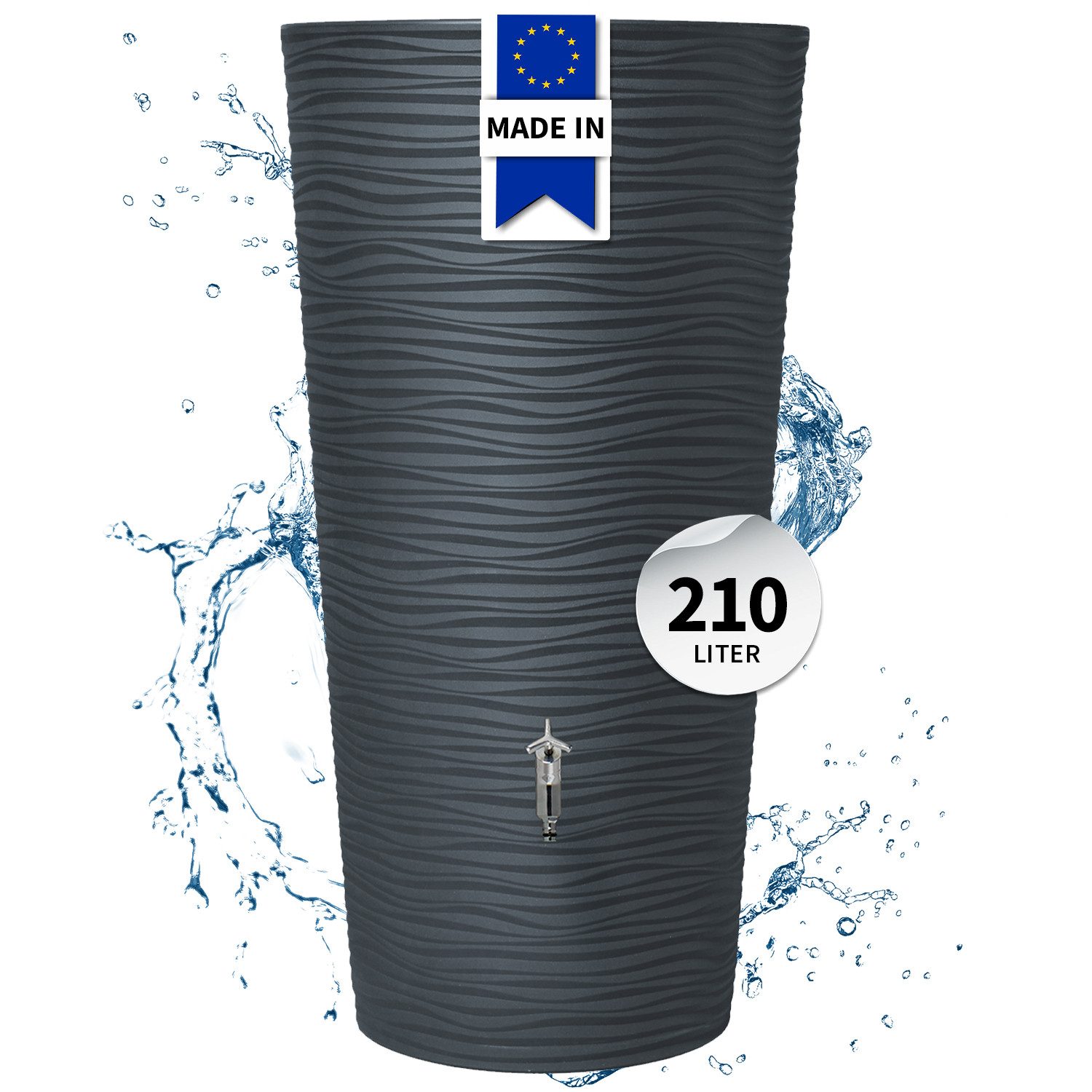 GARANTIA Regentonne NATURA 2in1 Regentonne 210 Liter graphite grey inkl. Pflanzschale, 210 l