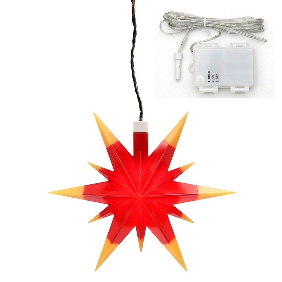 SIGRO Timer Stern LED Rot/Gelb, Weihnachtsstern mit LED