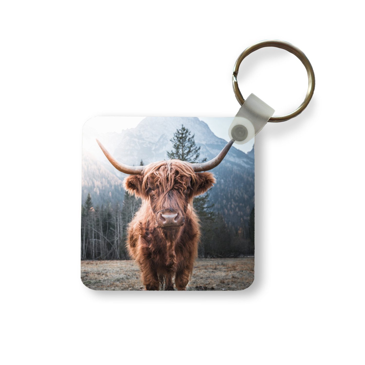 Schlüsselanhänger Schottischer Hochländer - Kuh - Tiere - Berg - Natur