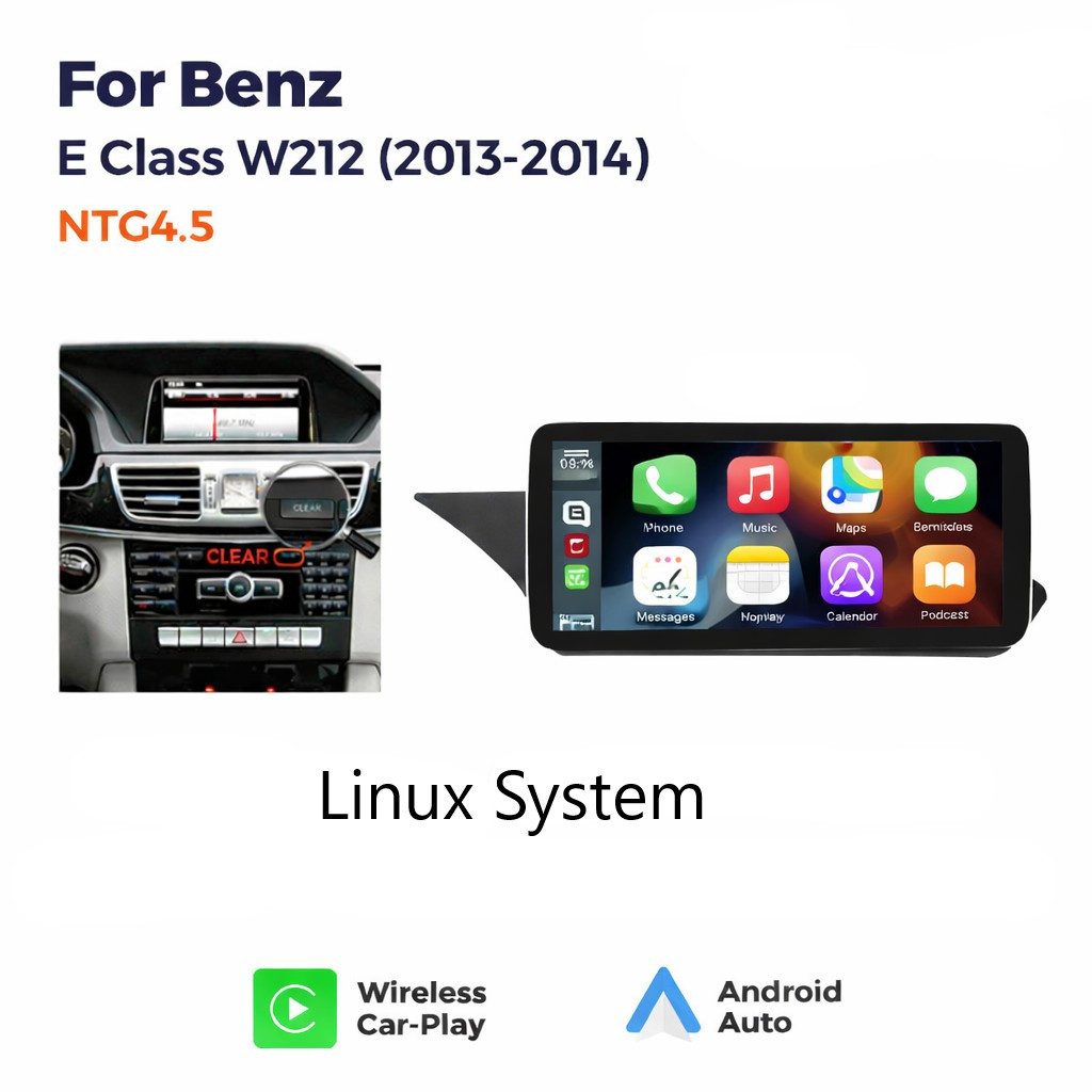 GABITECH 10.23" Linux Display Mercedes Benz E Klasse W212, S212 NTG 4.5 Einbau-Navigationsgerät (10.3 Zoll Touchscreen Display. Linux System)