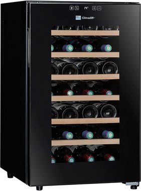 CLIMADIFF Weinkühlschrank CC28, Glastür, 28 Flaschen Wein, Flaschenkühlschrank Kühlschrank, für 28 Standardflaschen á 0,75l,Design Weinkühler, Getränkekühlschrank 35x46x48cm Weinschrank Wein