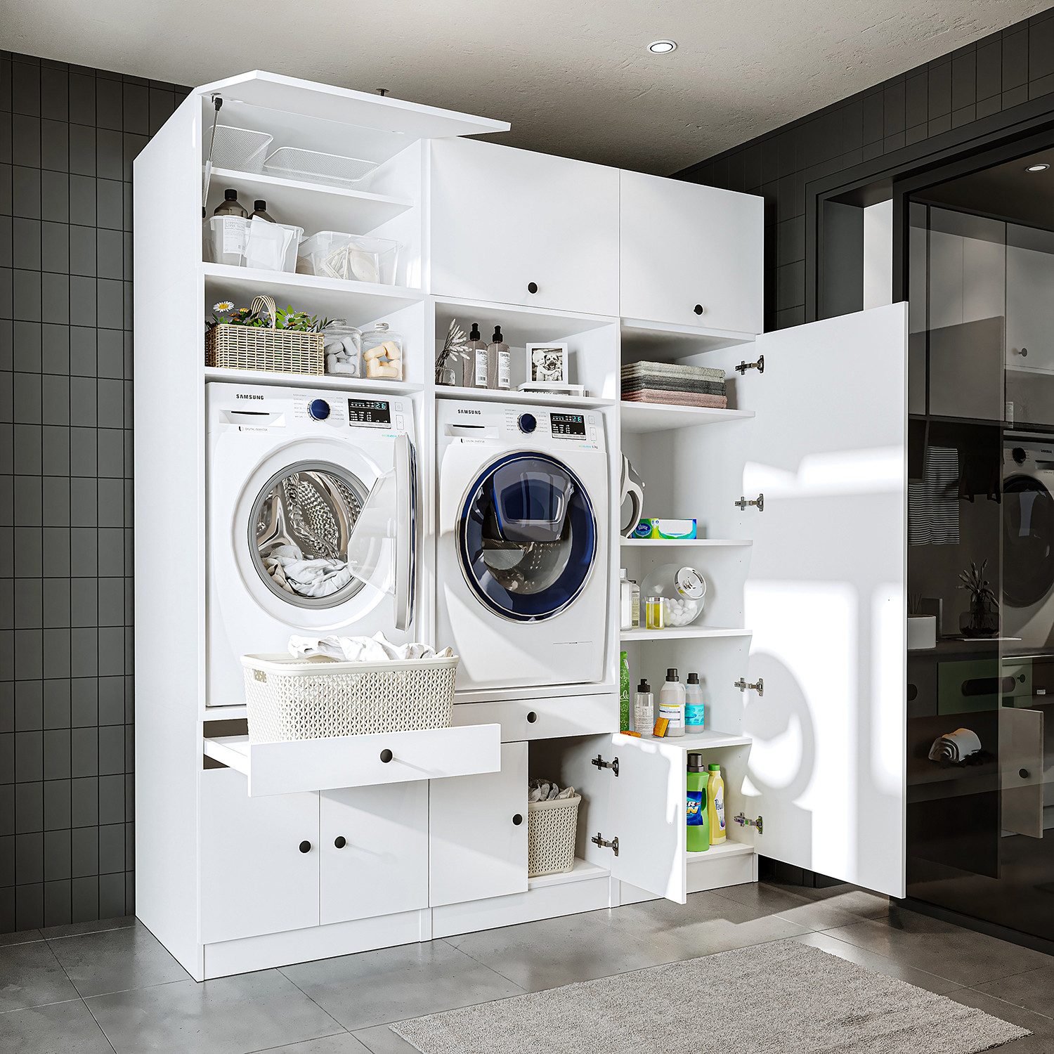 Roomart Waschmaschinenumbauschrank (Waschmaschinenschrank Trocknerschrank m günstig online kaufen