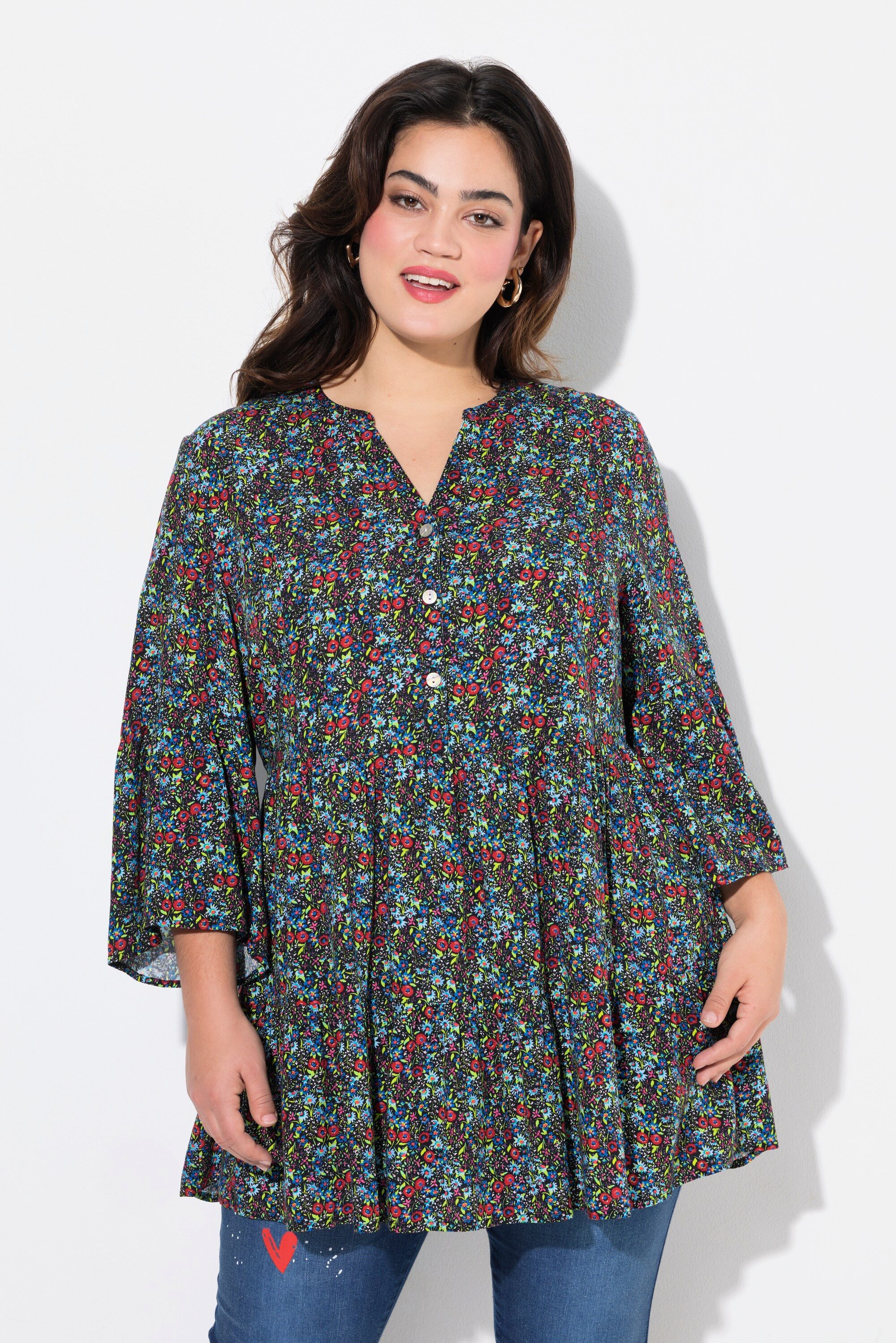 Angel of Style Tunika Bluse Minimal-Blütenmuster