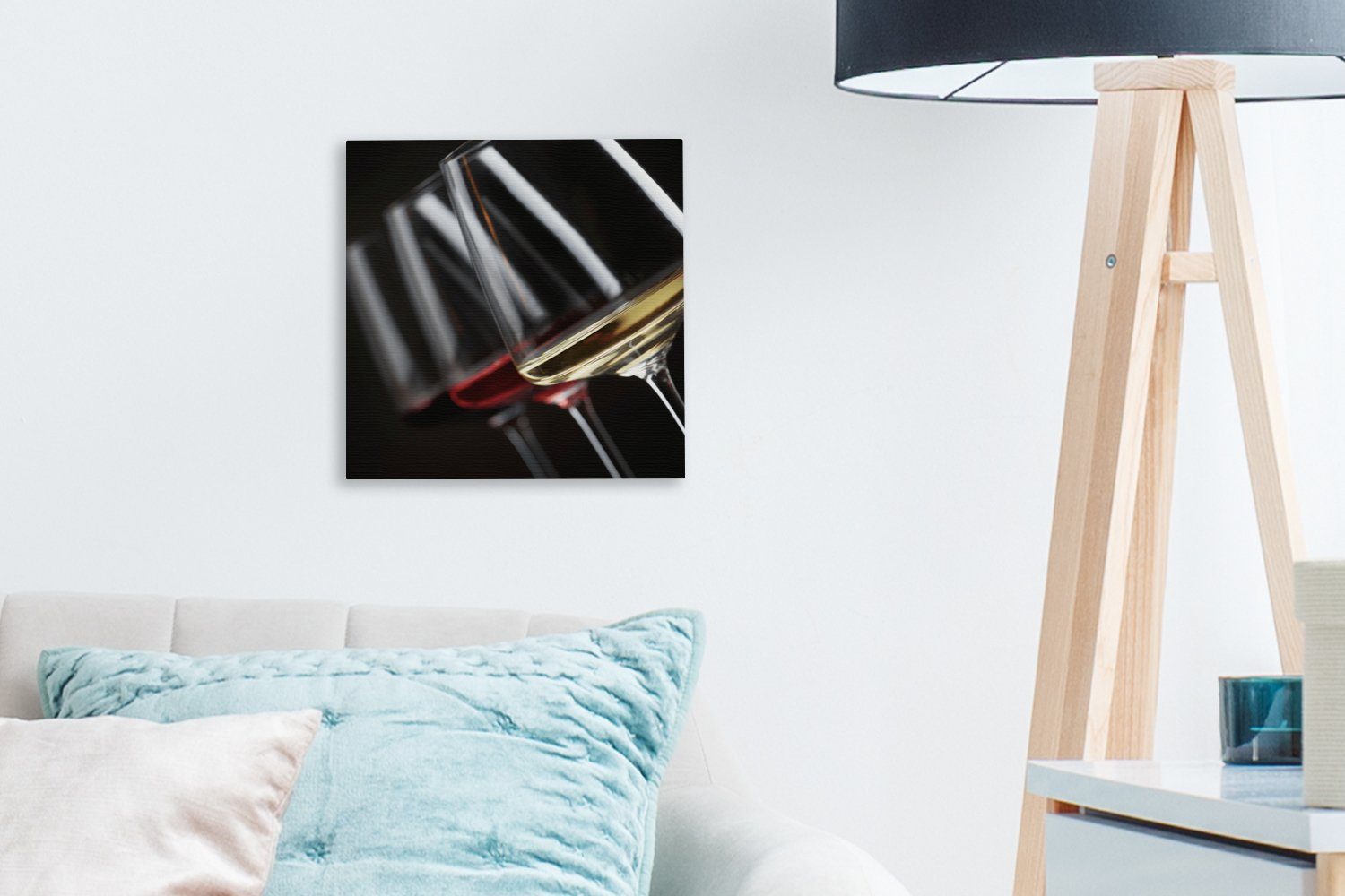 OneMillionCanvasses® Leinwandbild Weinglas - Wein - Alkohol, Fotodruck (1 St), Wandbild, Deko Schlafzimmer Wohnzimmer Flur 20x20 cm