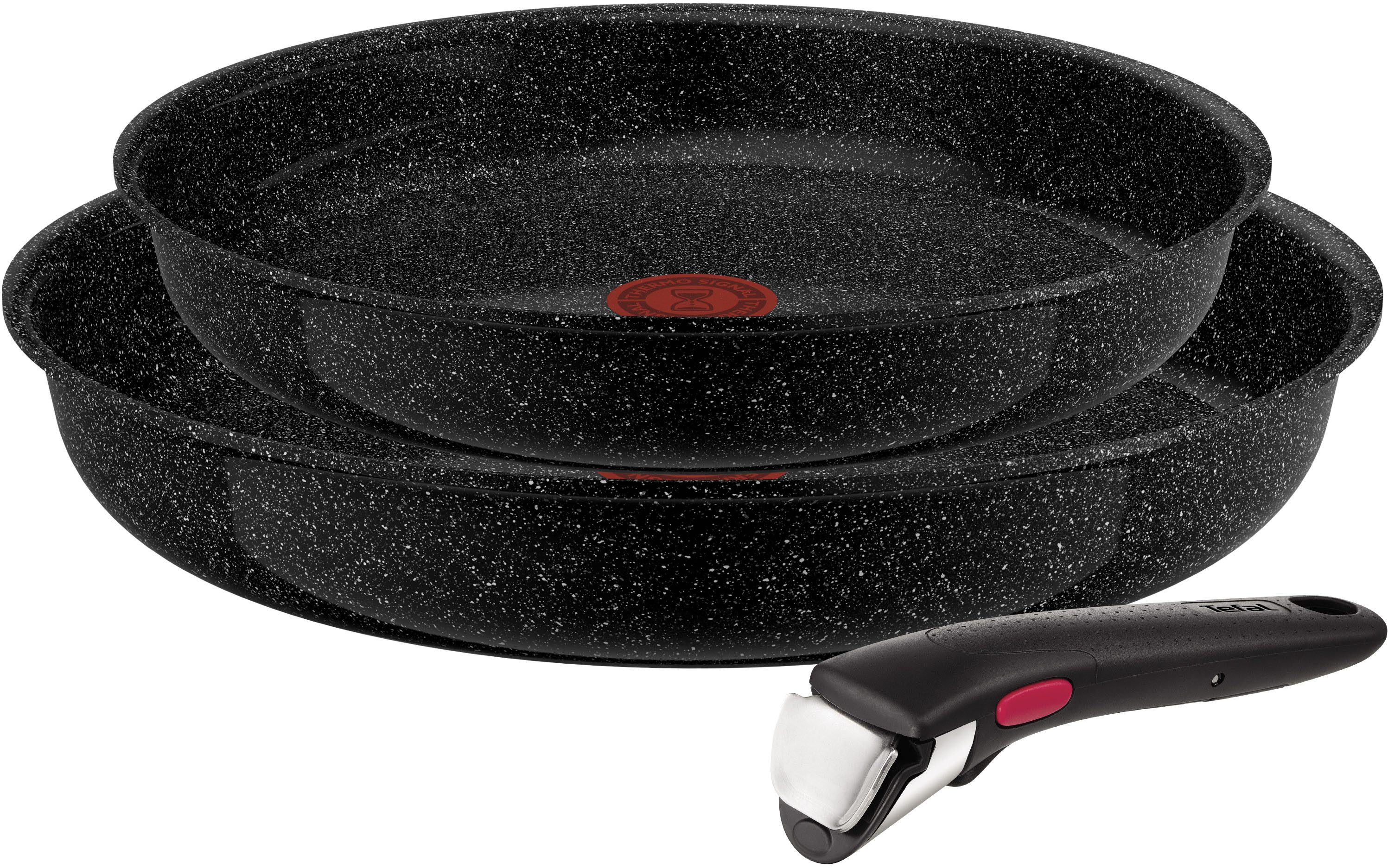 Tefal Pfannen-Set Ingenio Intens' Ceram, Aluminium (Set, 3-tlg), abnehmbarer Griff, Thermo-Signal, Induktion, made in France