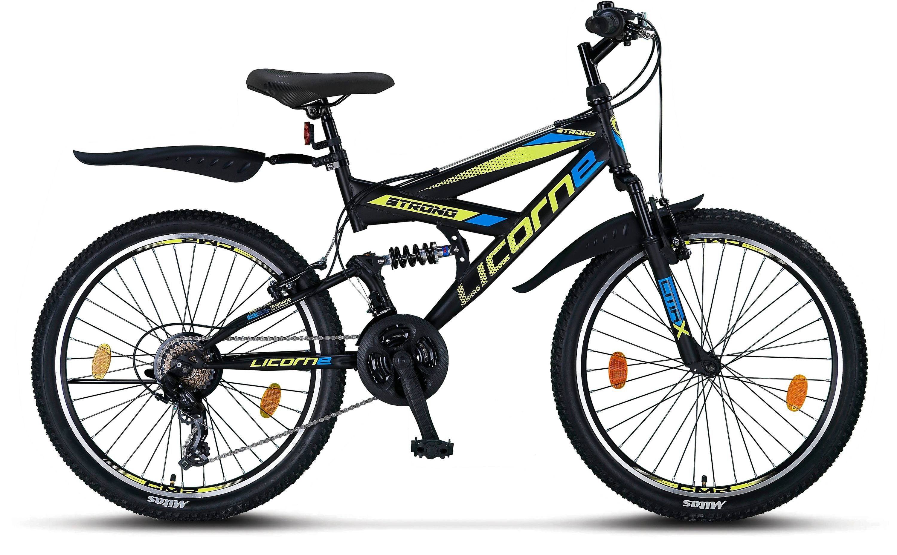 26 Gang Mountainbike Mountainbike V Bike Premium in Strong und Schwarz/Blau/Lime Zoll, Licorne 21 24 Licorne Bike