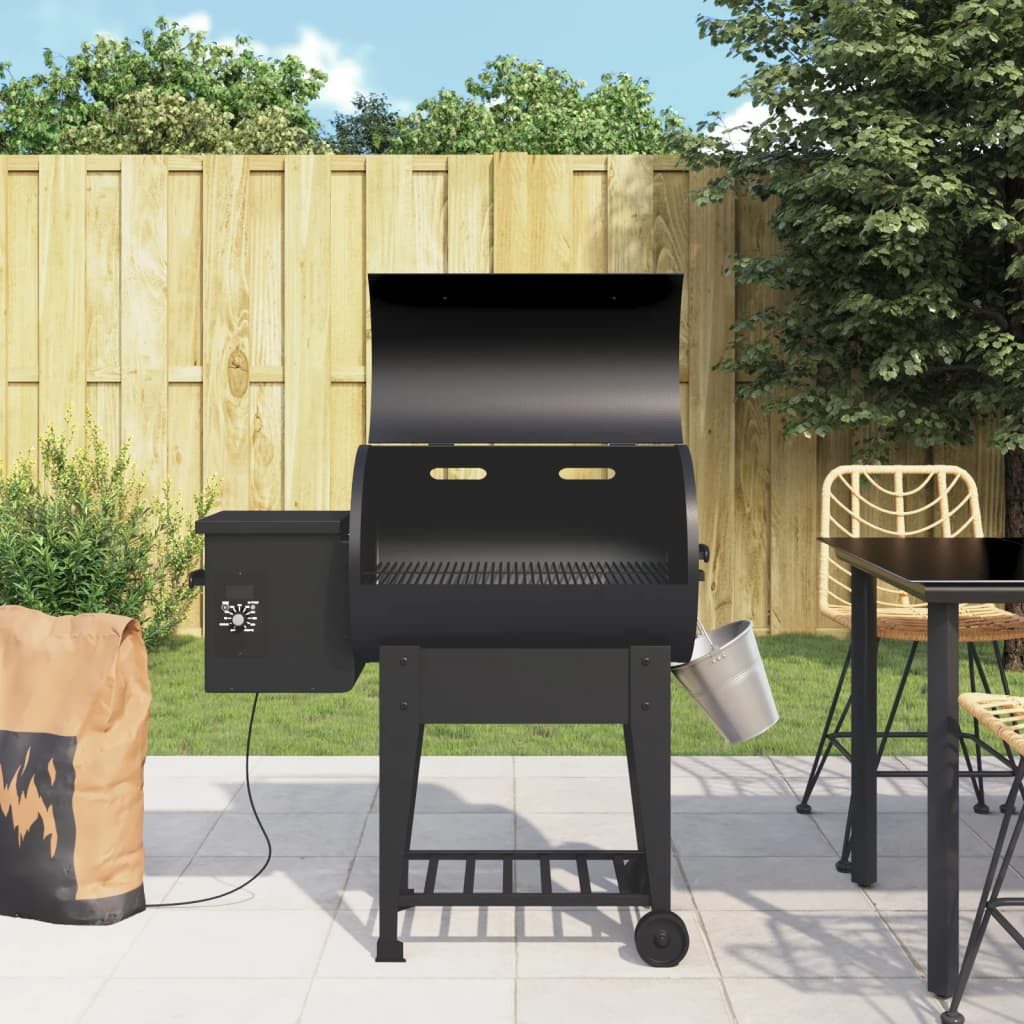 vidaXL Grillkamin Pelletgrill mit Ablage Schwarz 94 cm Eisen