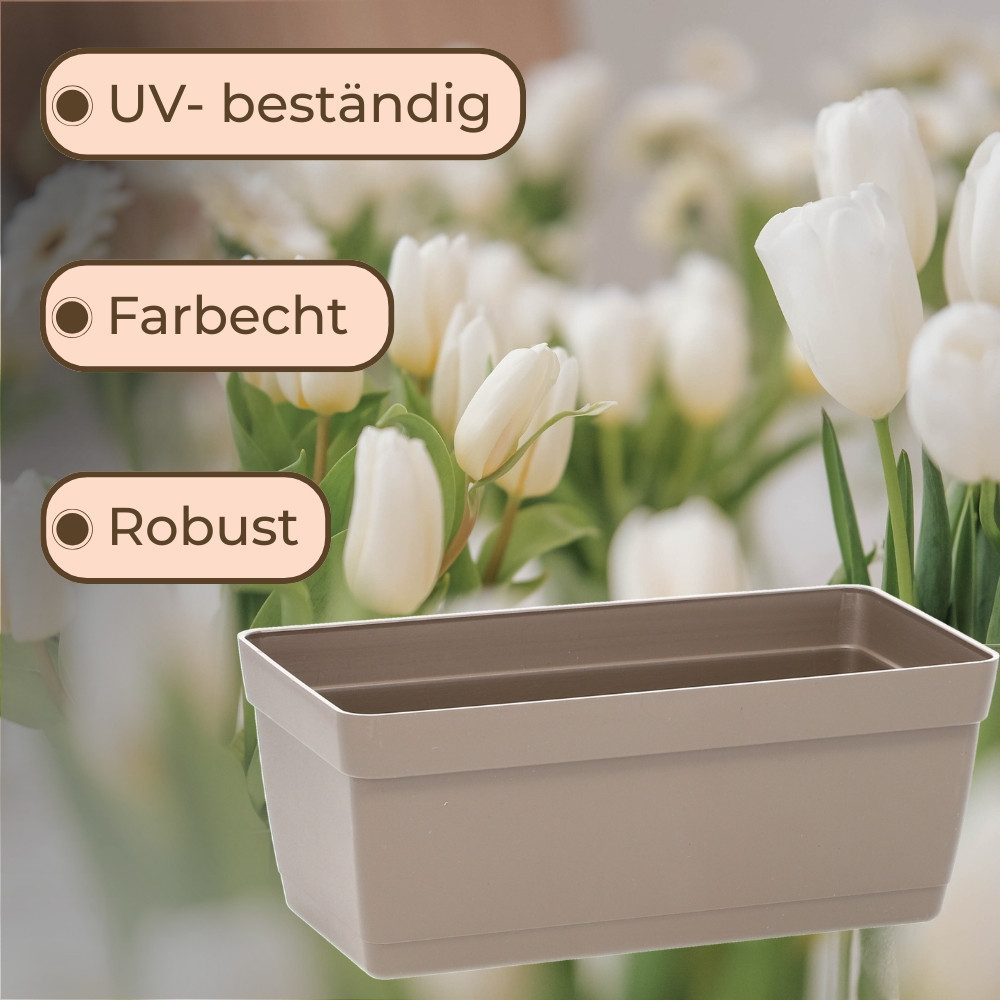 GarPet Blumenkasten Blumenkasten Balkon 3er Set Balkonkasten mit Halterung Pflanzkasten – Bild 5 von 5