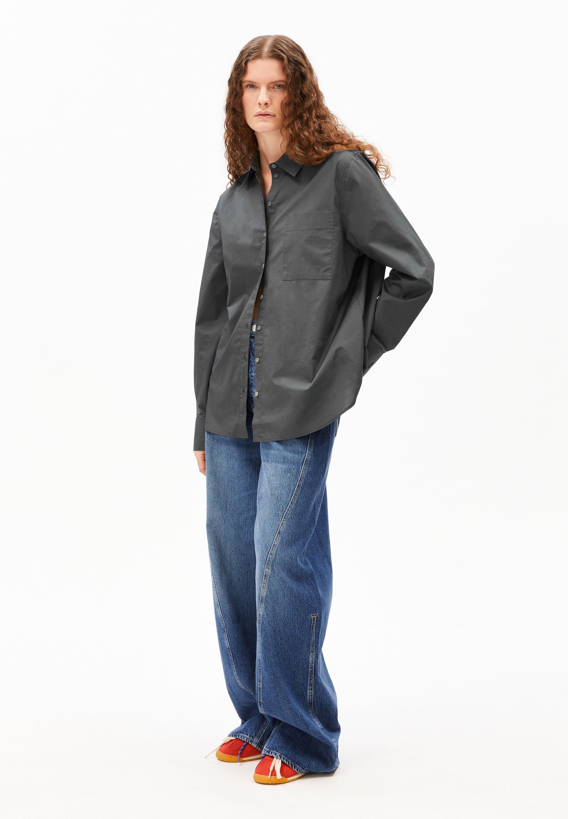 Armedangels Langarmbluse LOOSE POPLIN Bluse aus Bio-Baumwolle Loose Fit