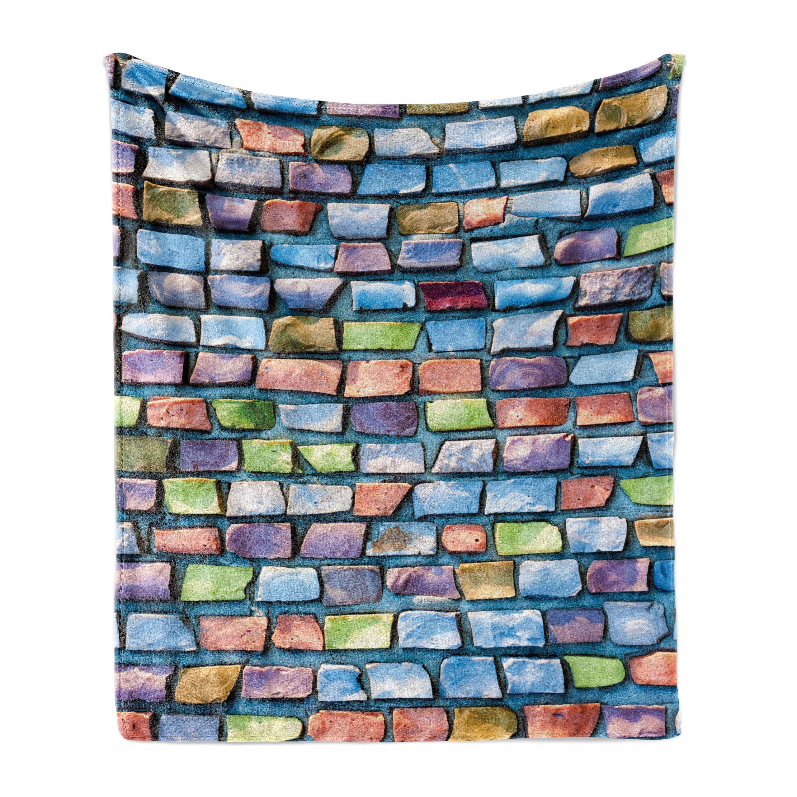 Wohndecke Gemütlicher Plüsch für den Innen- und Außenbereich, Abakuhaus, Skizzieren Farbige Wände Mosaik