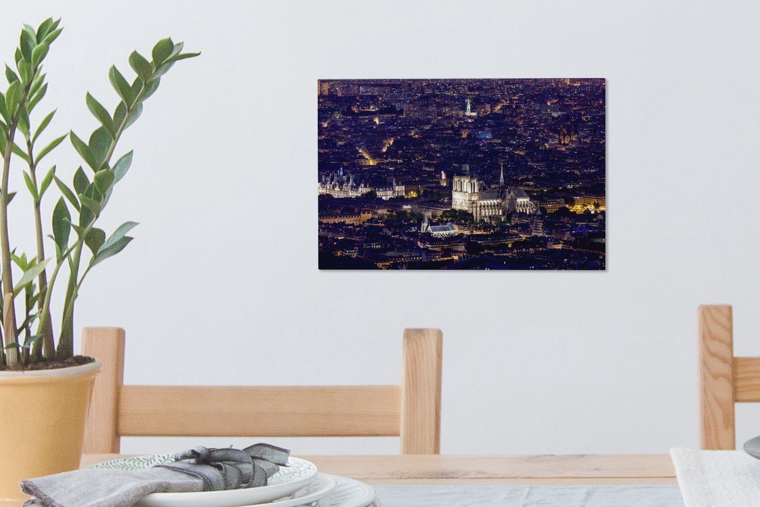 OneMillionCanvasses® Leinwandbild Panorama cm Paris Leinwandbilder, Notre und von Dame, (1 Aufhängefertig, Wanddeko, 30x20 Wandbild St)