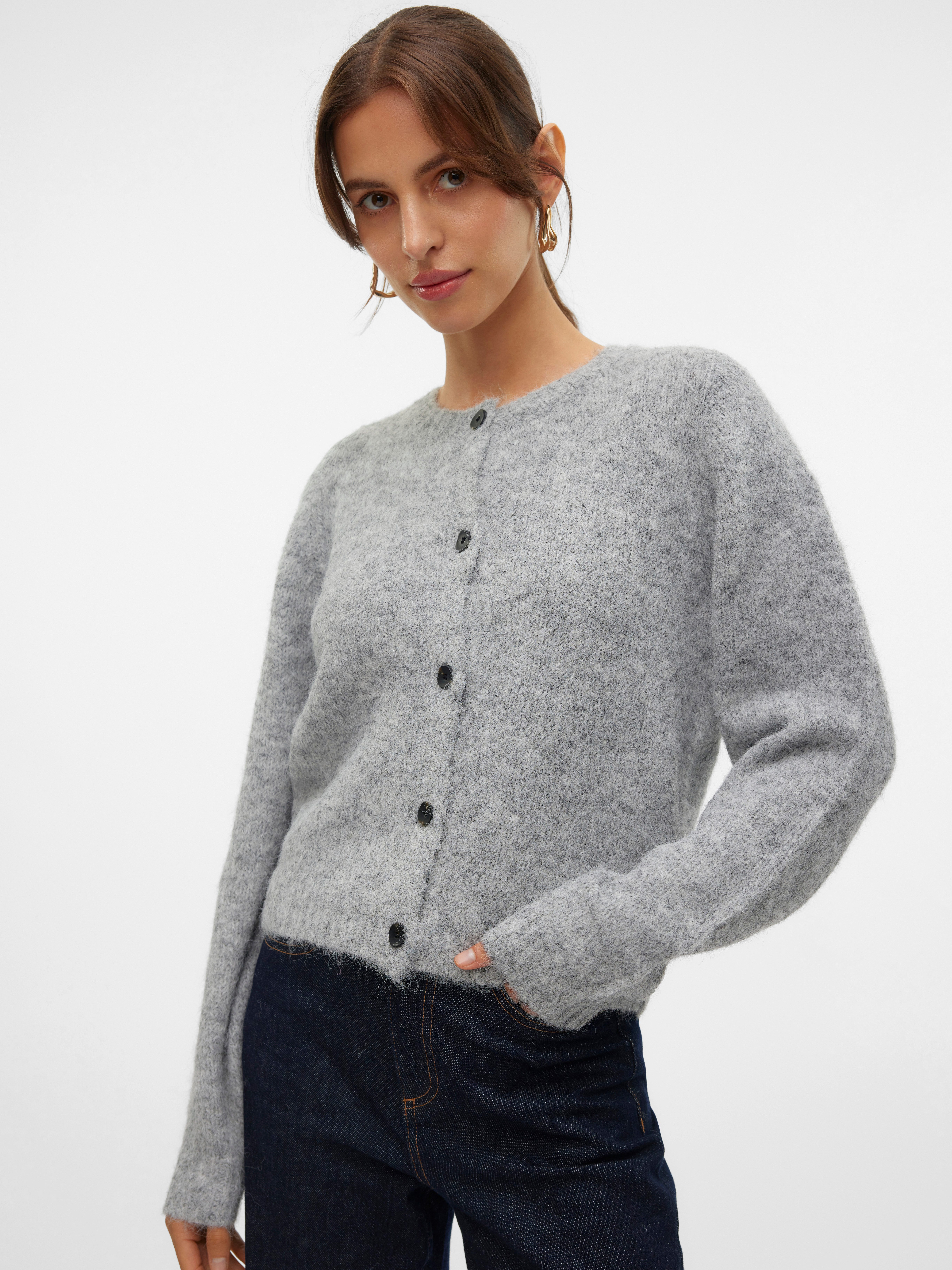 Vero Moda VMNOVAH O NECK - Pullover - medium grey melange/gris chiné