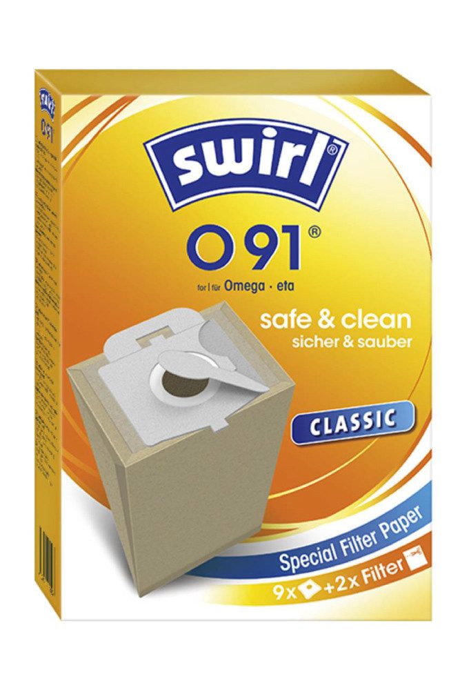 Swirl Staubsaugerbeutel Swirl O91 O 91, passend für Bomann Omega Staubsauger, 9 St., inkl. 2 Фильтры - zuschneidbar, Optimale Passform